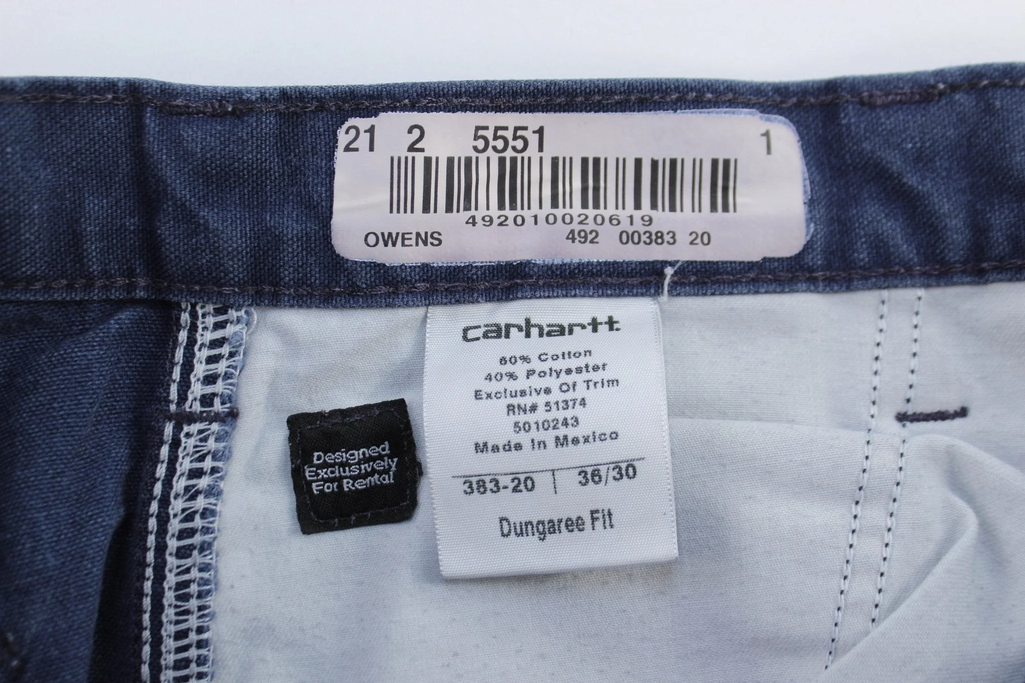 Carhartt Logo Patch Blue Dunagree Fit Pants - Image 3