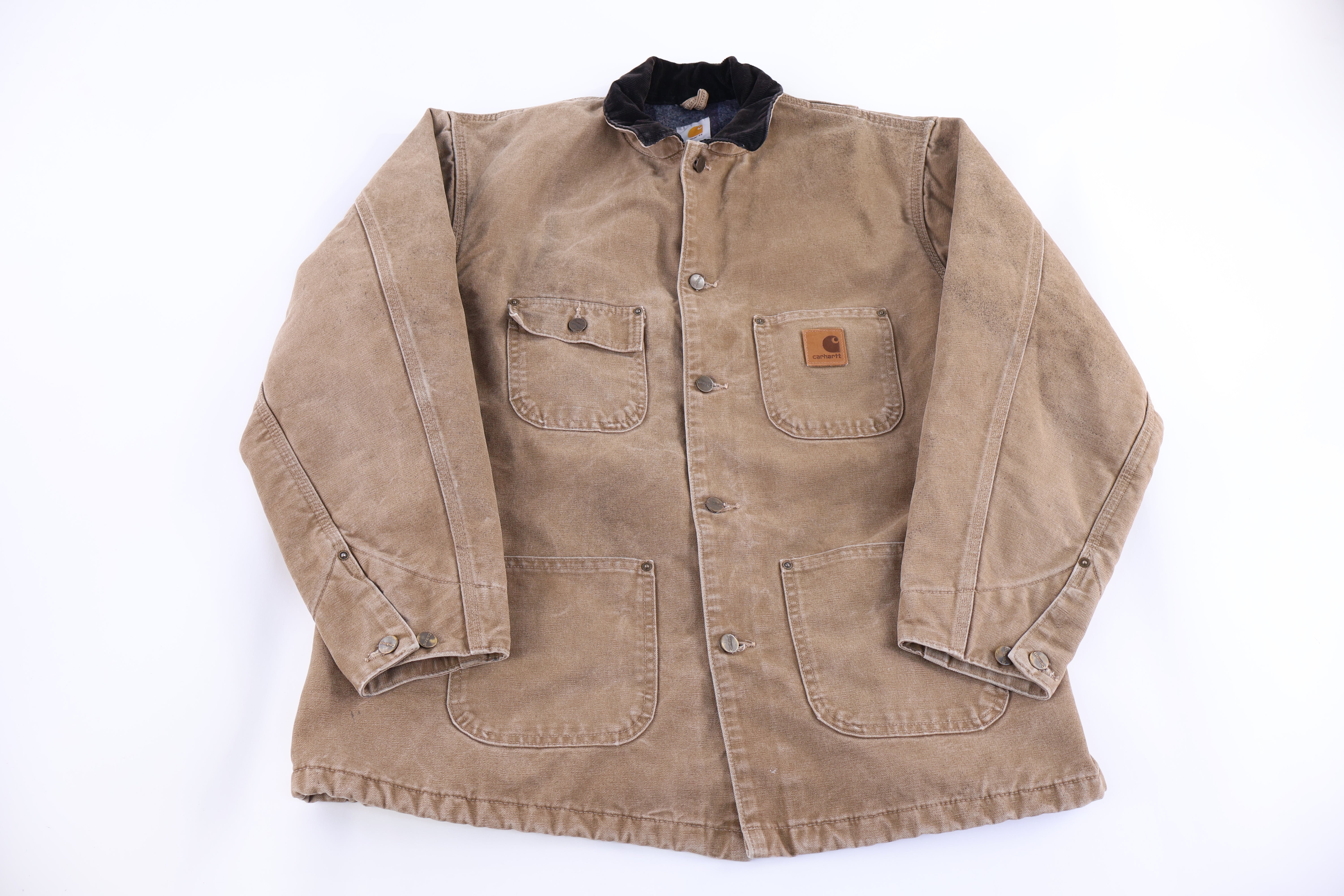 Carhartt Logo Patch Brown Blanket Lined Chore Jacket