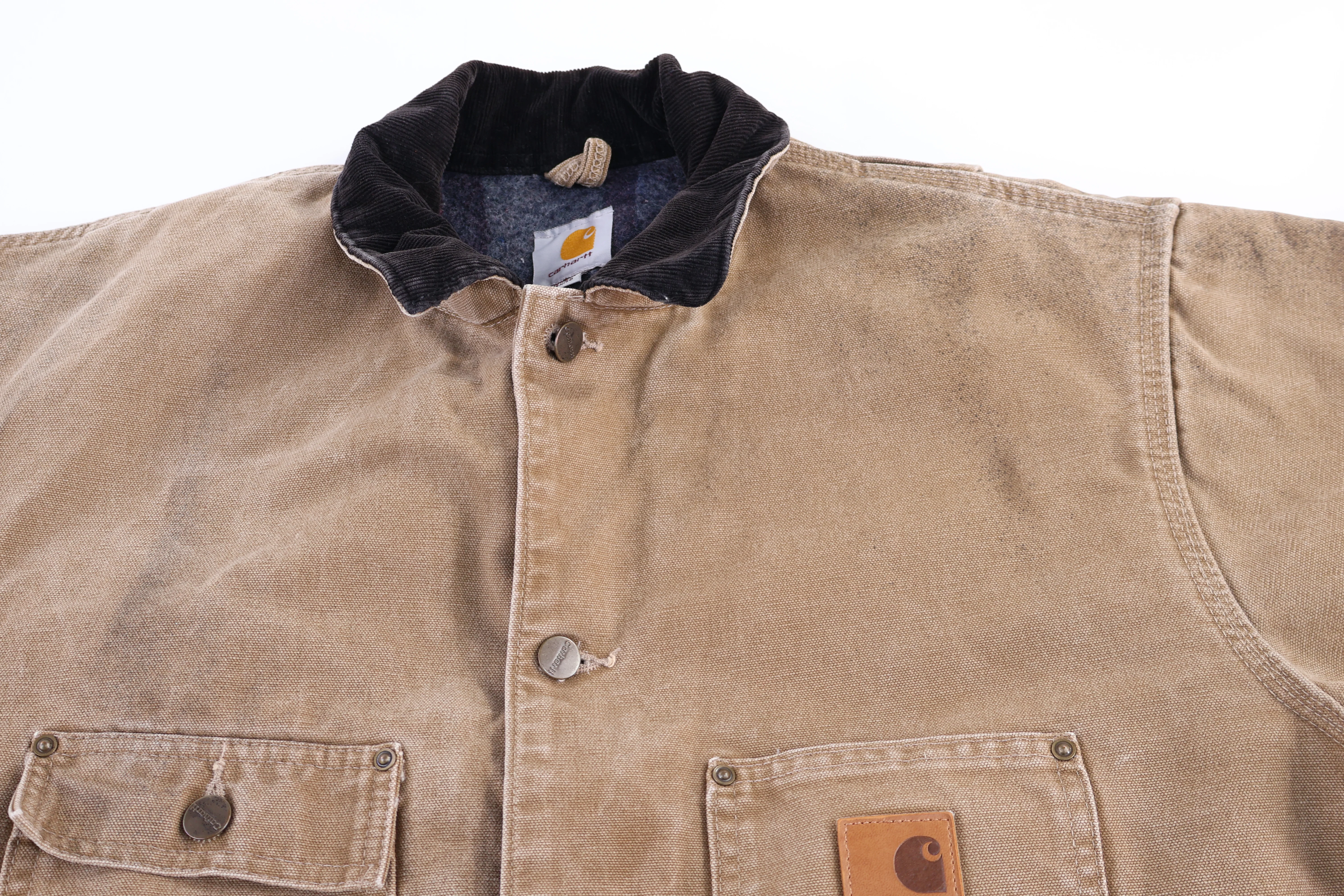 Carhartt Logo Patch Brown Blanket Lined Chore Jacket - Image 3