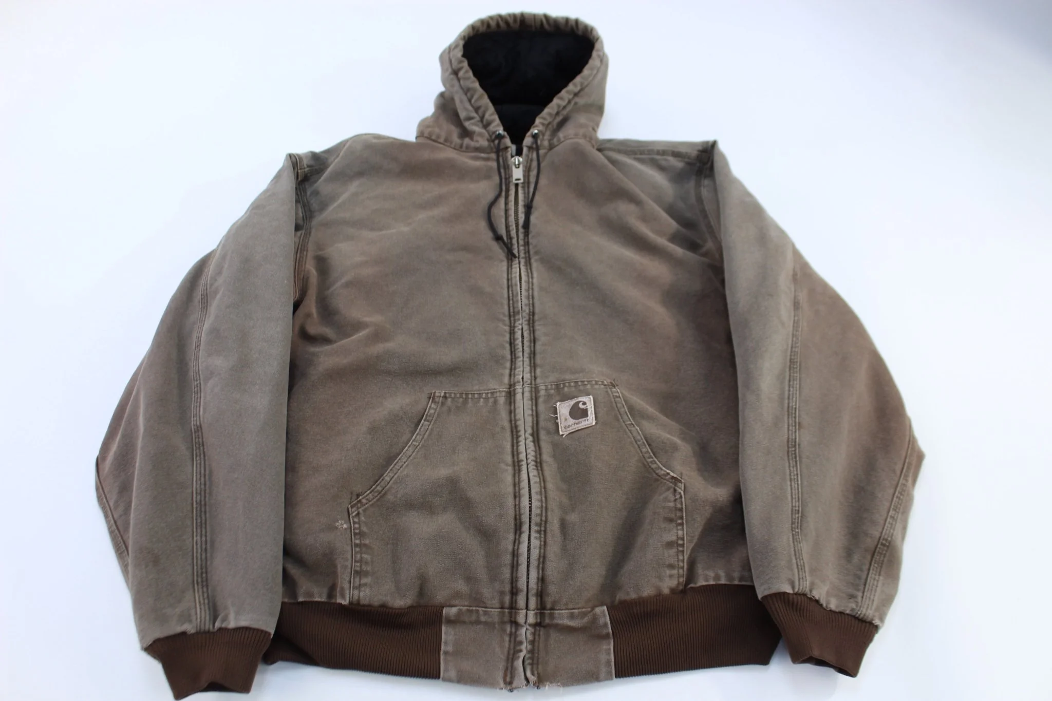 Carhartt Logo Patch Brown Full Zip Hooded Jacket