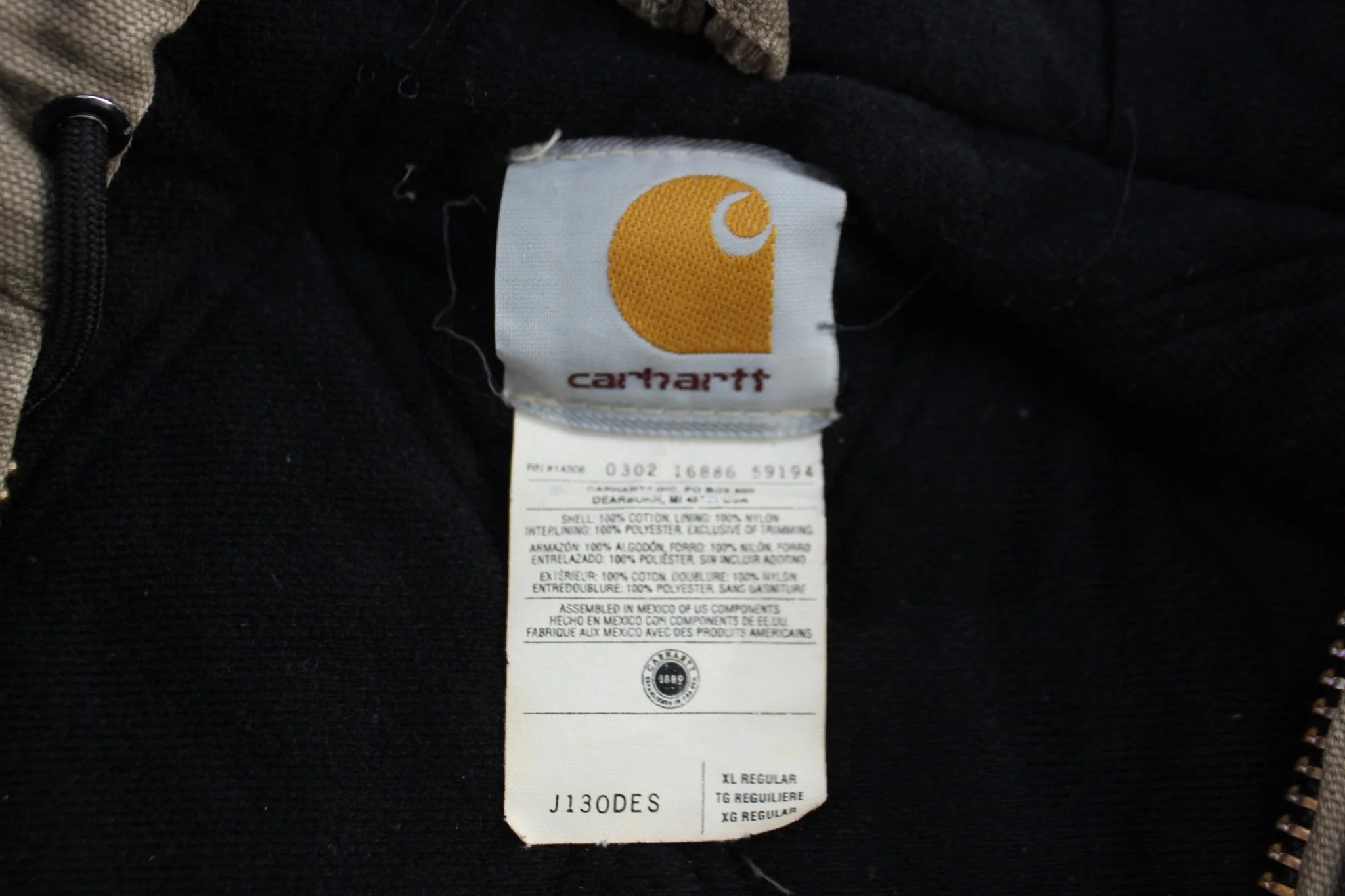 Carhartt Logo Patch Brown Full Zip Hooded Jacket - Image 5