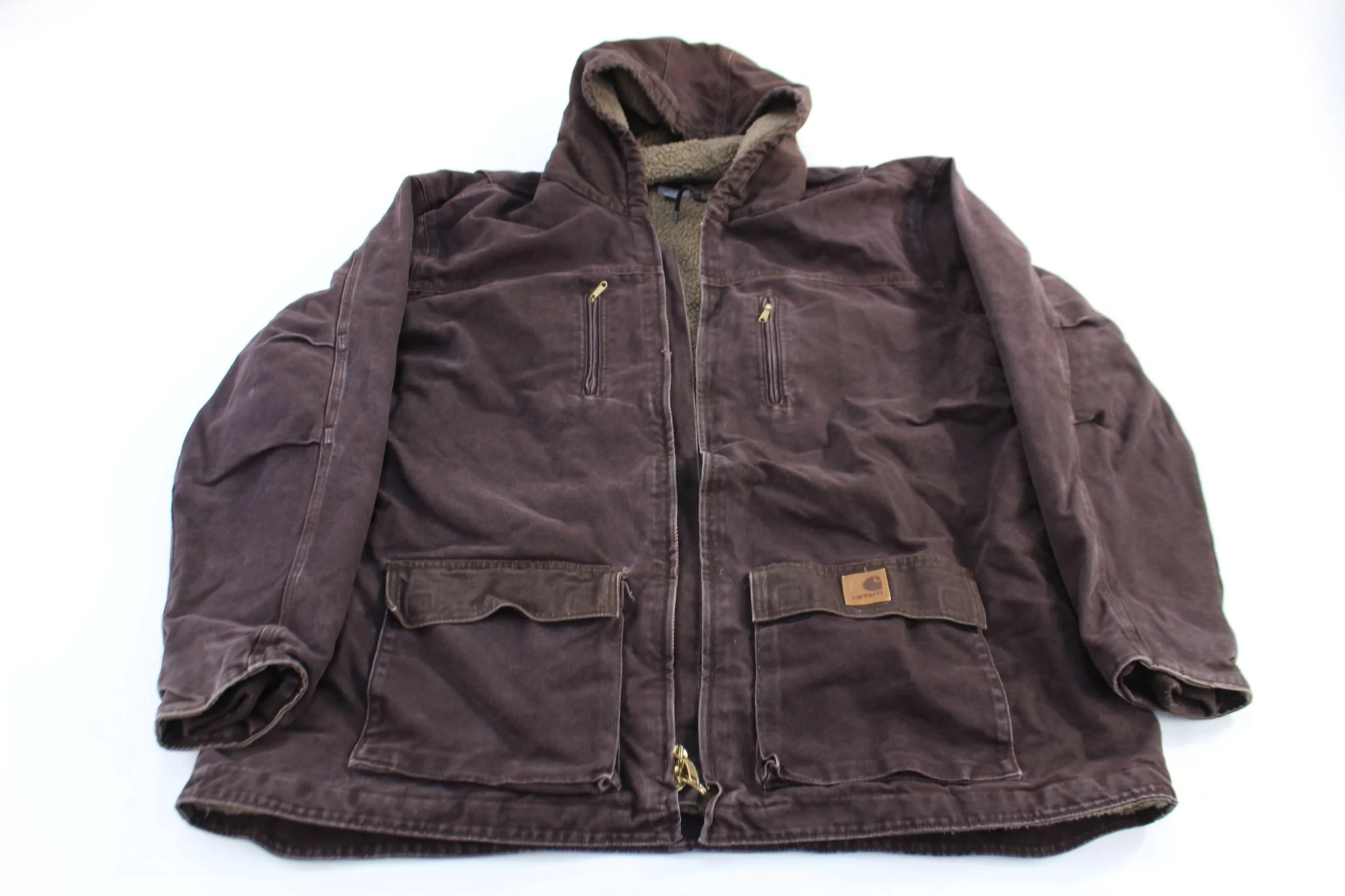 Carhartt Logo Patch Brown Full Zip Jacket