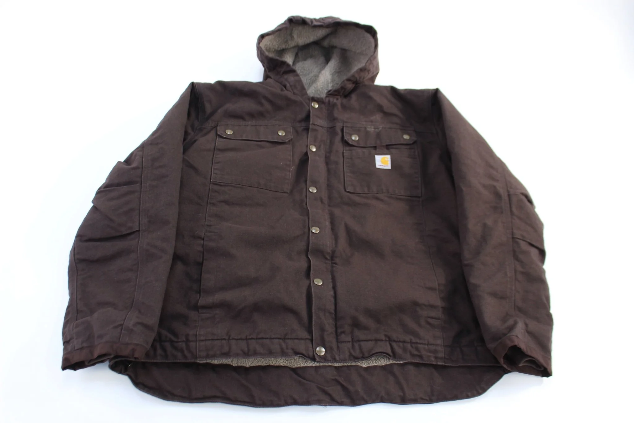 Carhartt Logo Patch Brown Sherpa Lined Jacket