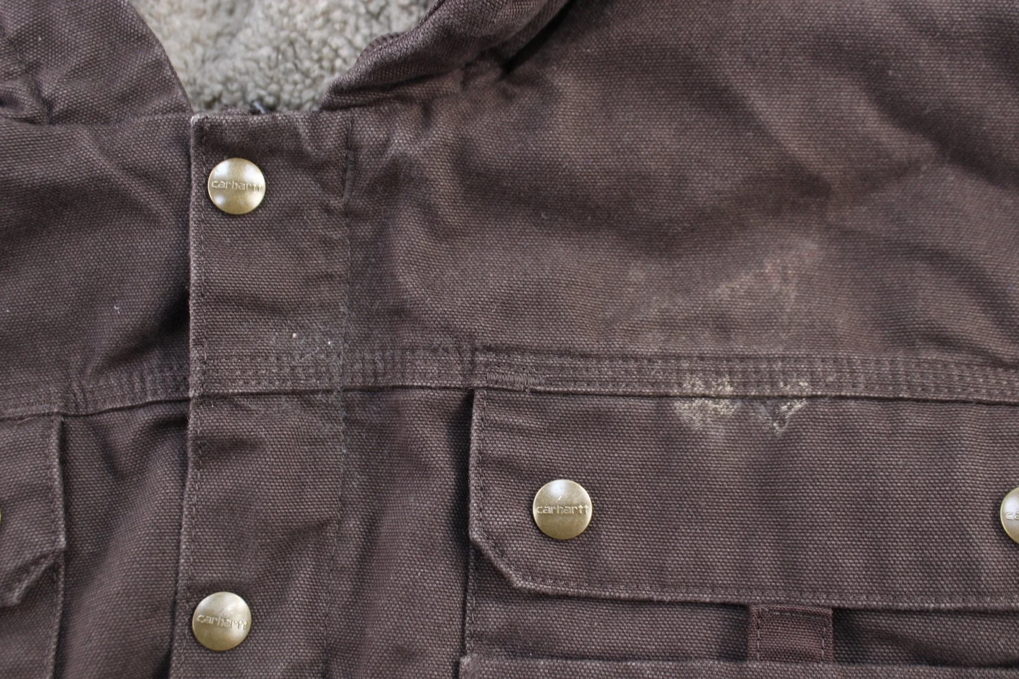 Carhartt Logo Patch Brown Sherpa Lined Jacket - Image 3