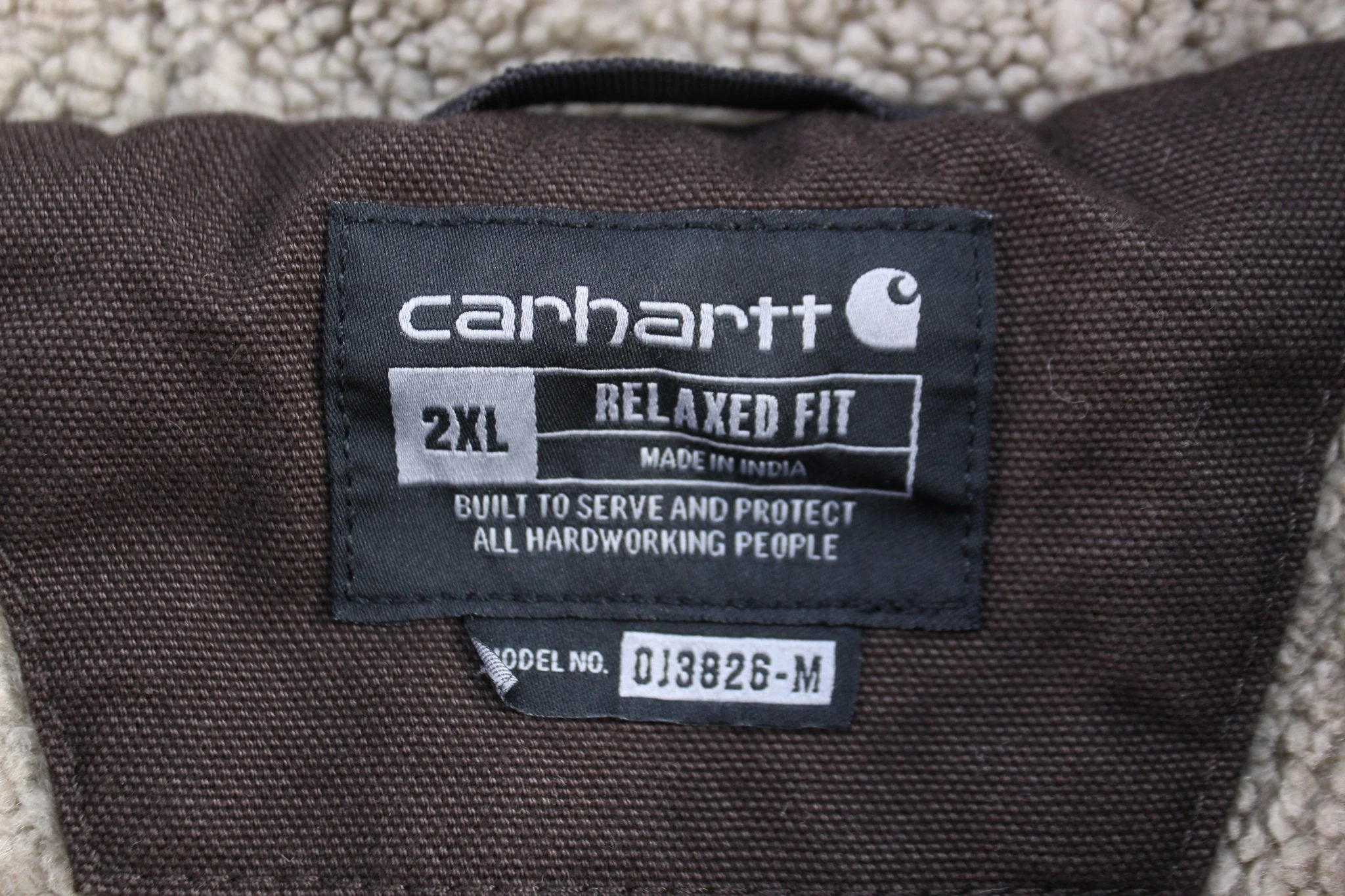 Carhartt Logo Patch Brown Sherpa Lined Jacket - Image 4