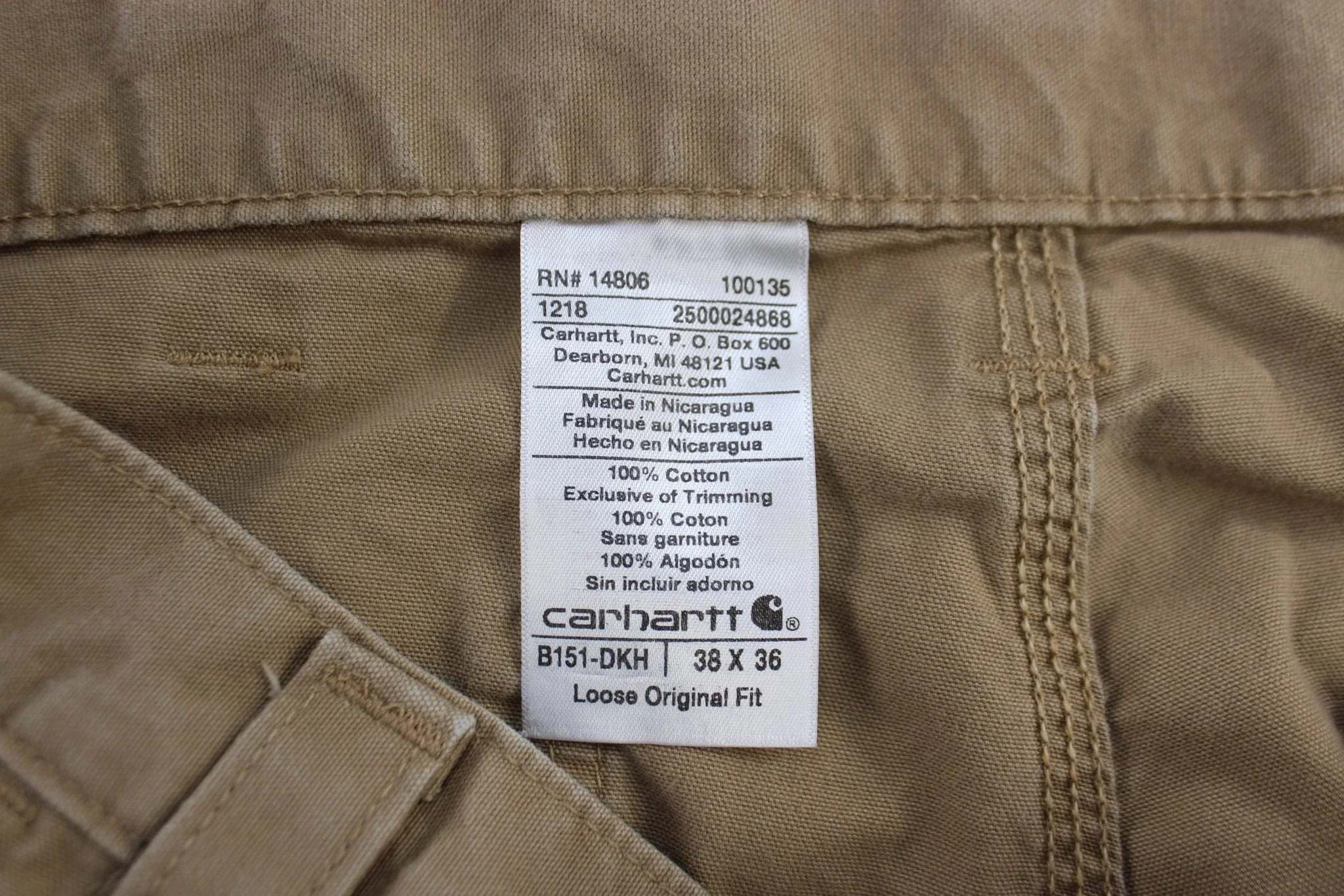 Carhartt Logo Patch Dark Khaki Carpenter Pants - Image 3