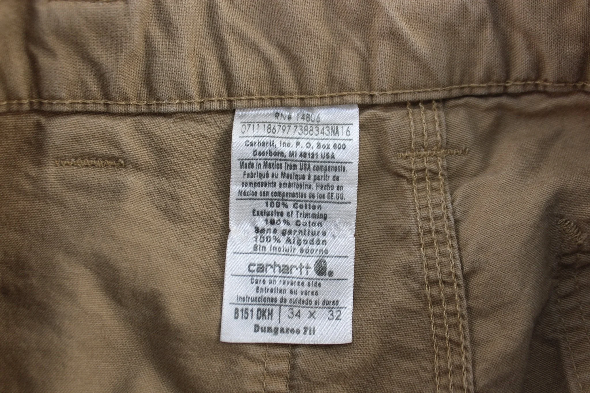 Carhartt Logo Patch Dark Khaki Dunagree Fit Pants - Image 3