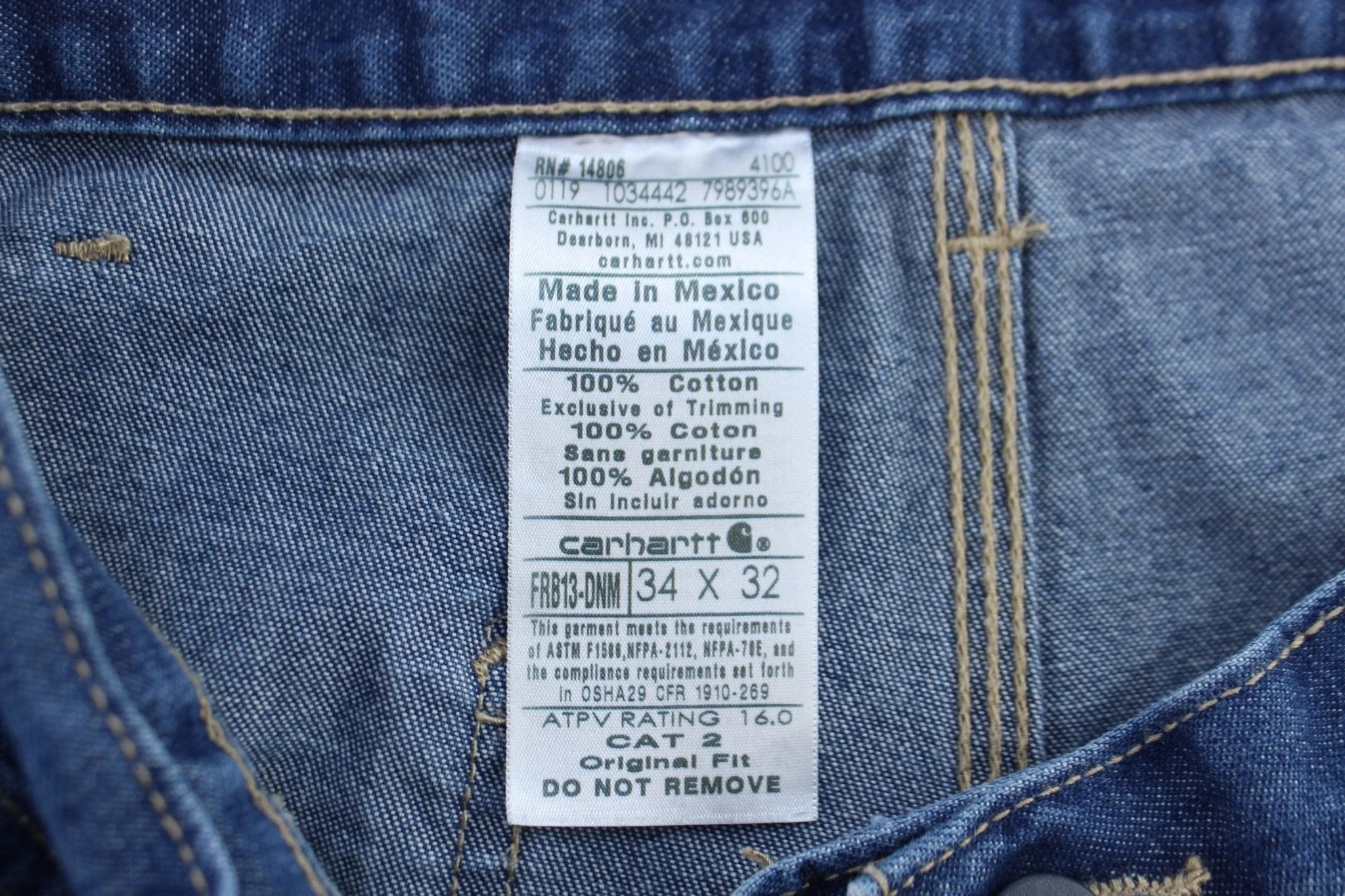 Carhartt Logo Patch Dark Wash Denim Jeans - Image 4