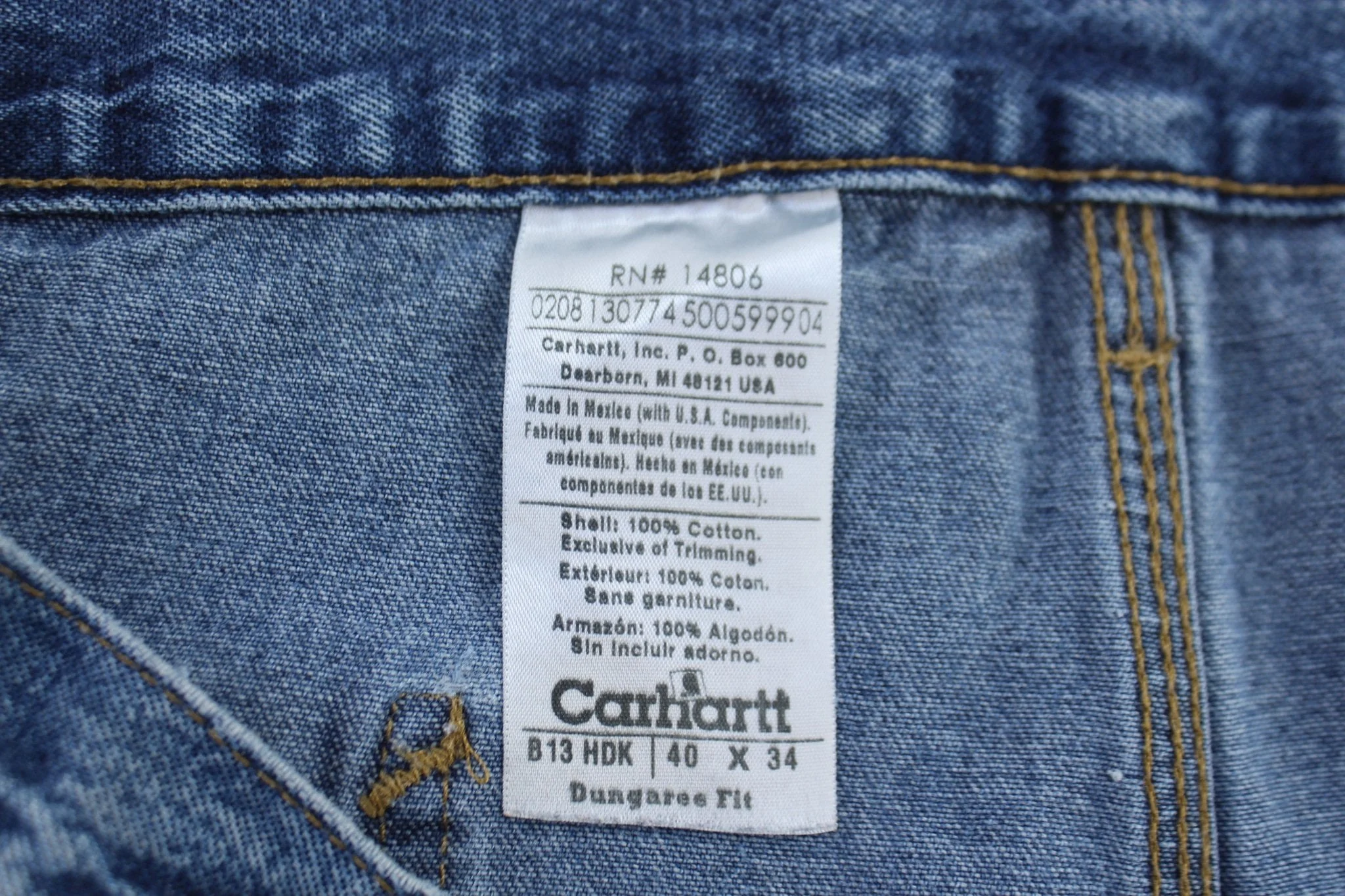 Carhartt Logo Patch Dungaree Denim Pants - Image 4