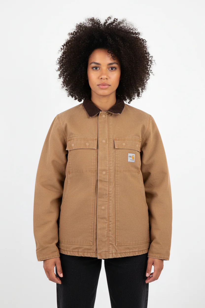 Carhartt Logo Patch Flame Resistant Tan Full Zip Jacket