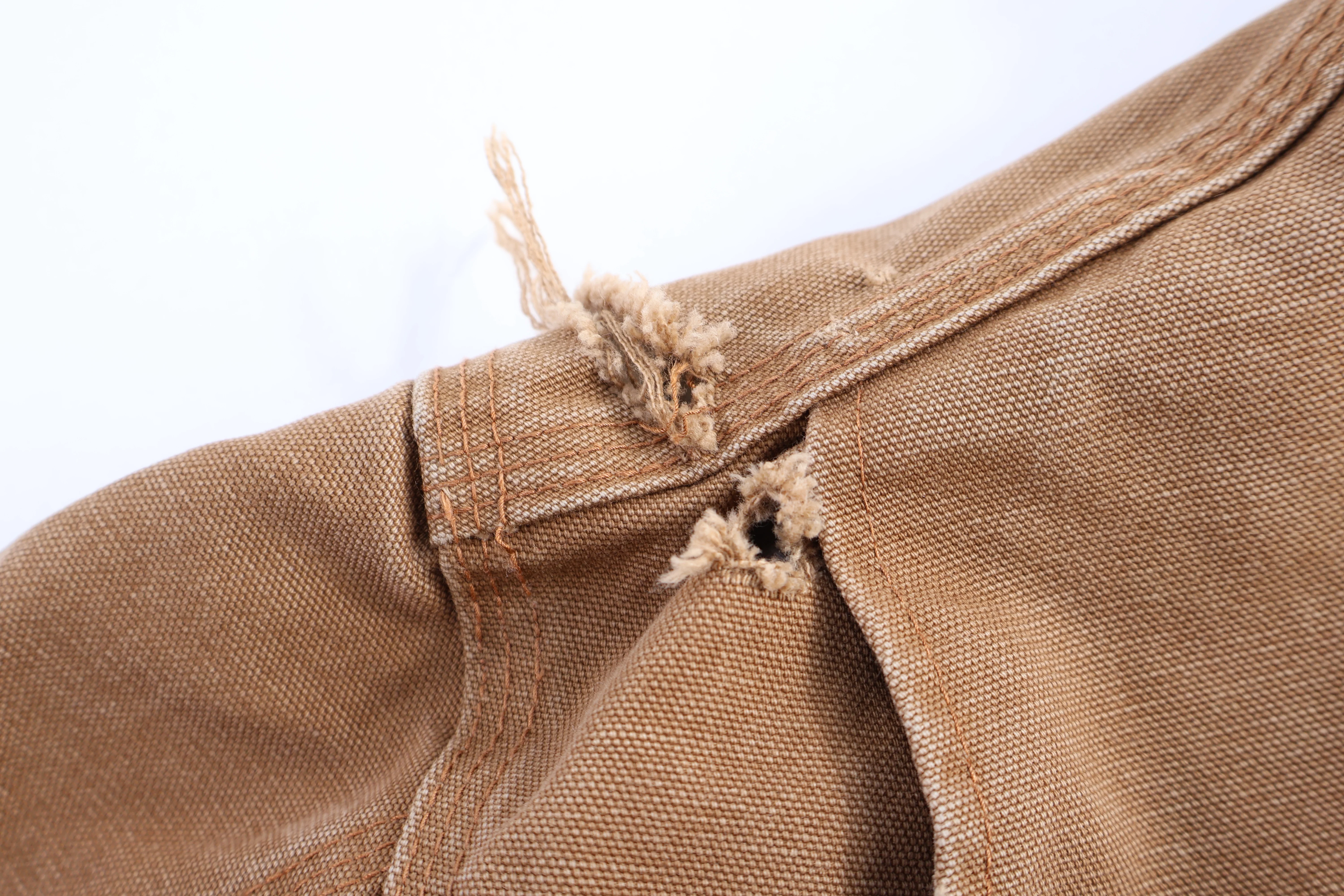 Carhartt Logo Patch Flame Resistant Tan Full Zip Jacket - Image 4