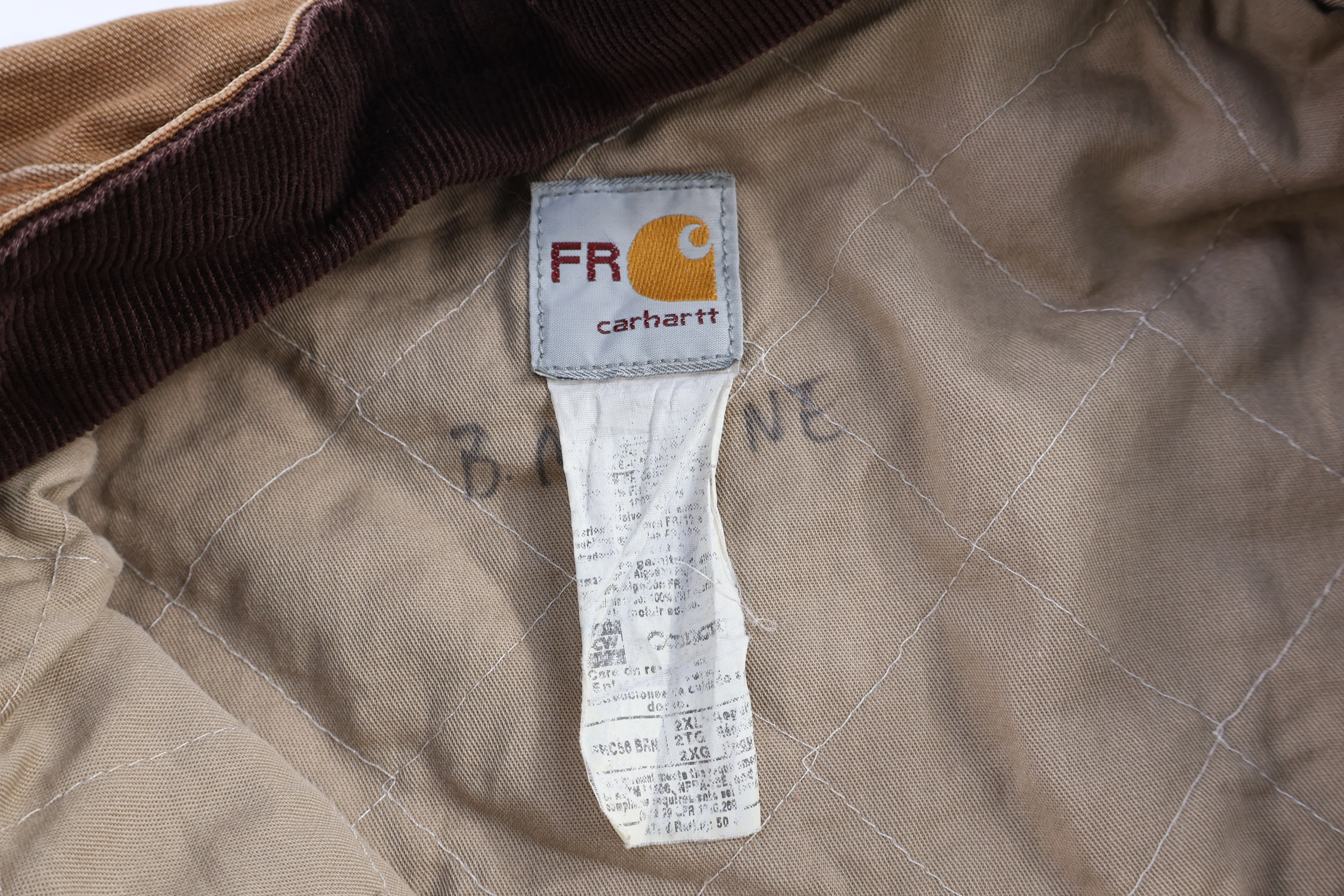 Carhartt Logo Patch Flame Resistant Tan Full Zip Jacket - Image 5