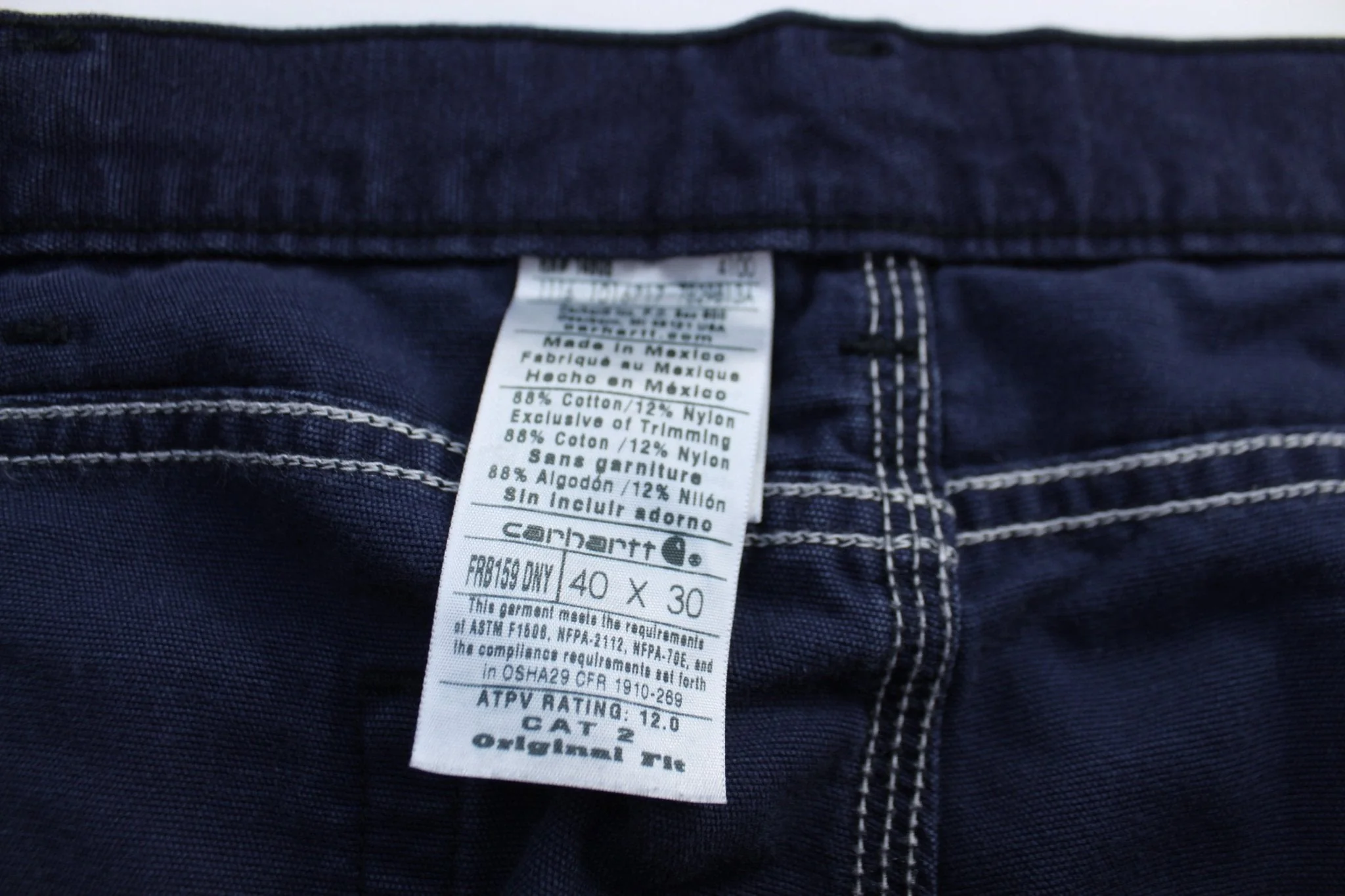 Carhartt Logo Patch Flames Resistant Blue Pants - Image 3