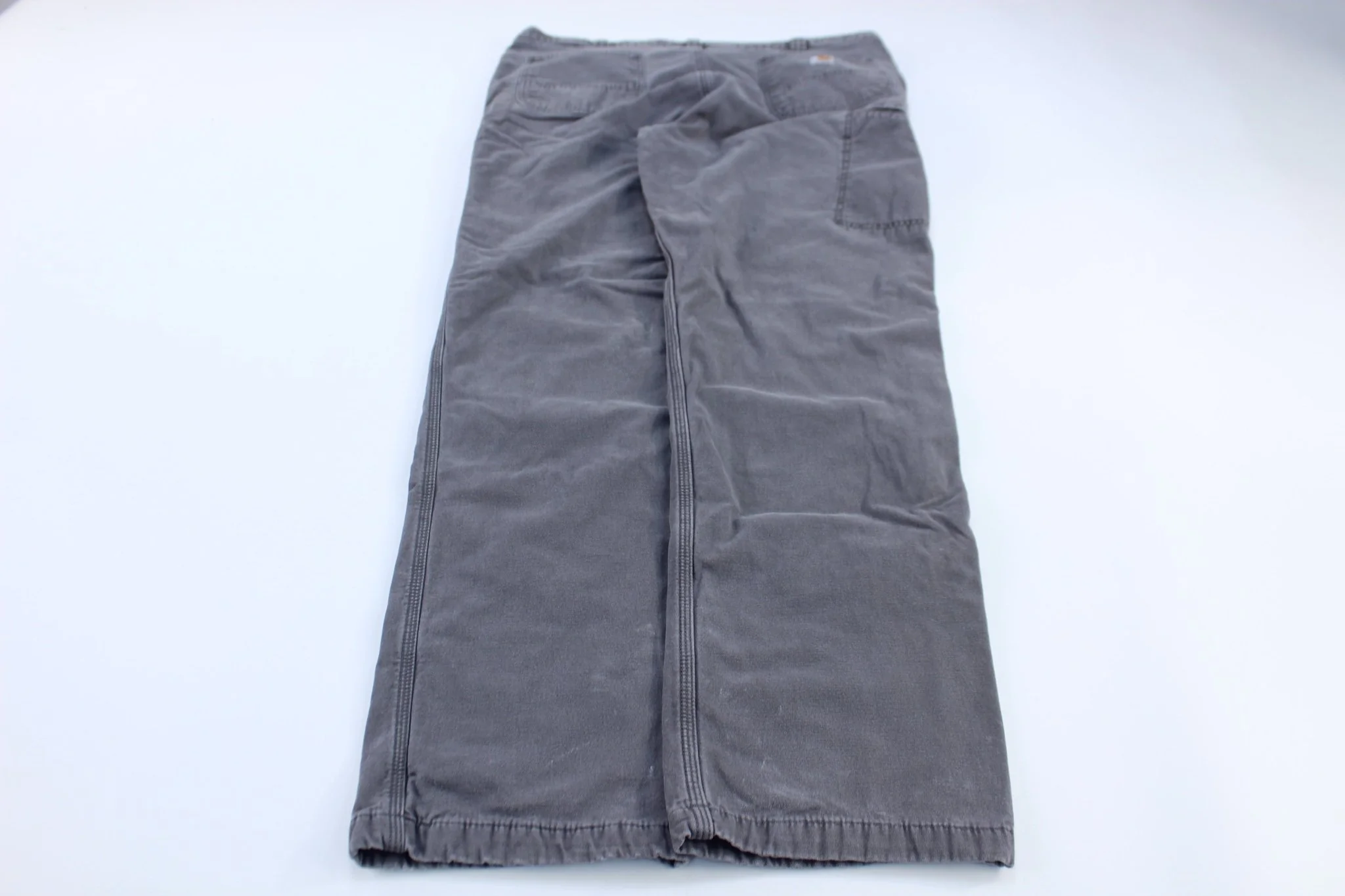 Carhartt Logo Patch Flannel Lined Grey Relaxed Fit Pants