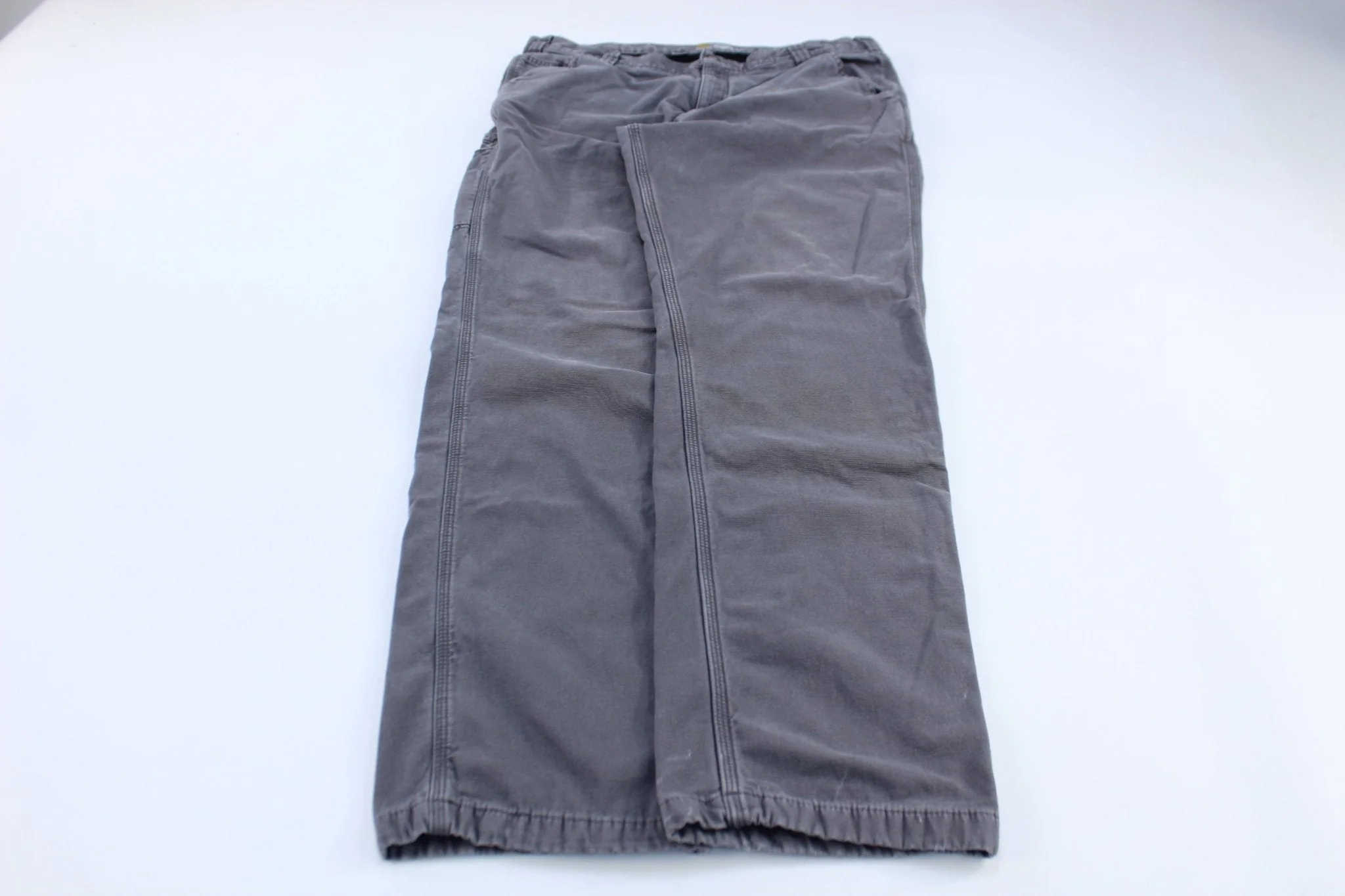 Carhartt Logo Patch Flannel Lined Grey Relaxed Fit Pants - Image 2