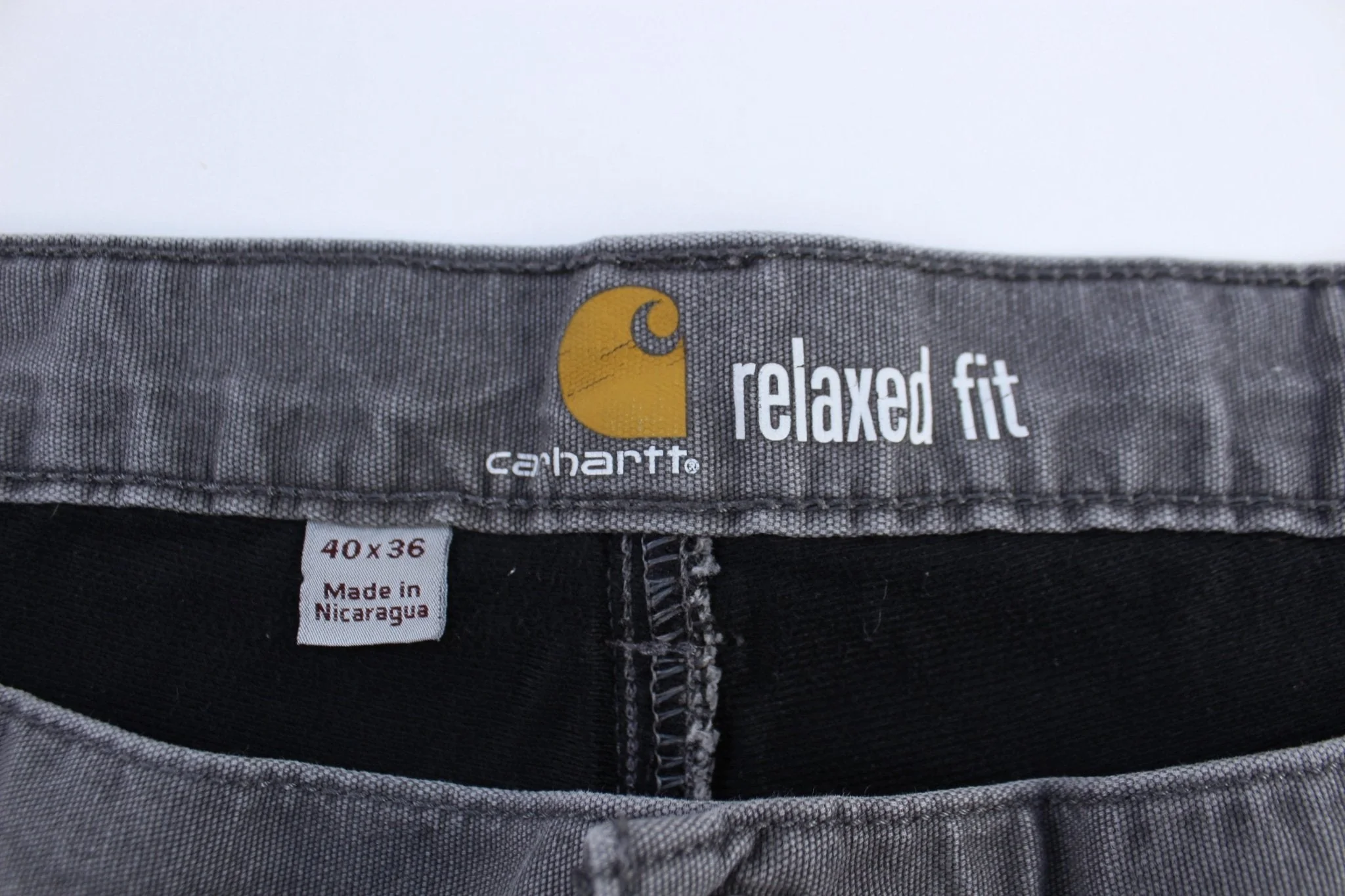 Carhartt Logo Patch Flannel Lined Grey Relaxed Fit Pants - Image 3