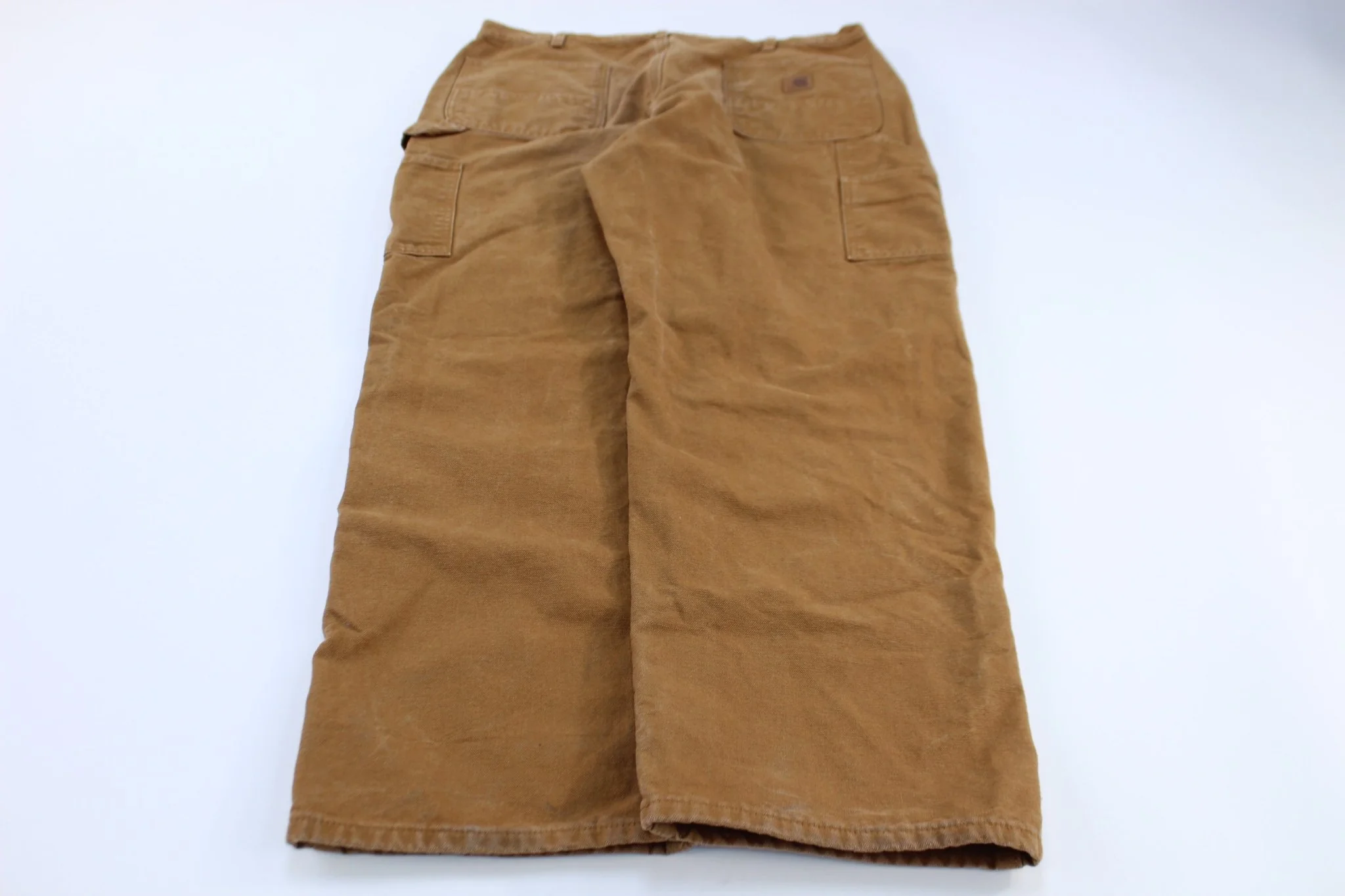 Carhartt Logo Patch Flannel Lined Tan Pants