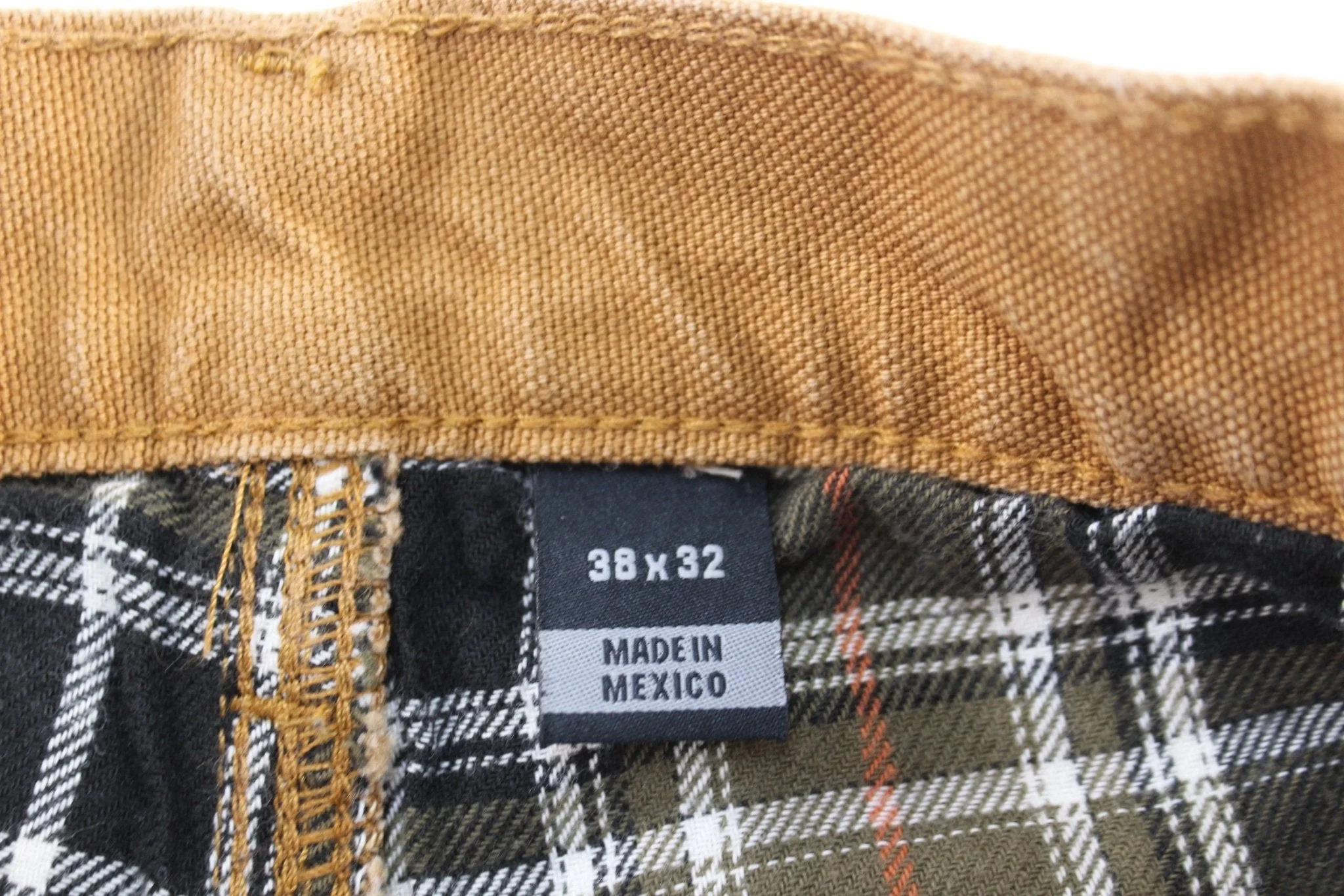 Carhartt Logo Patch Flannel Lined Tan Pants - Image 3