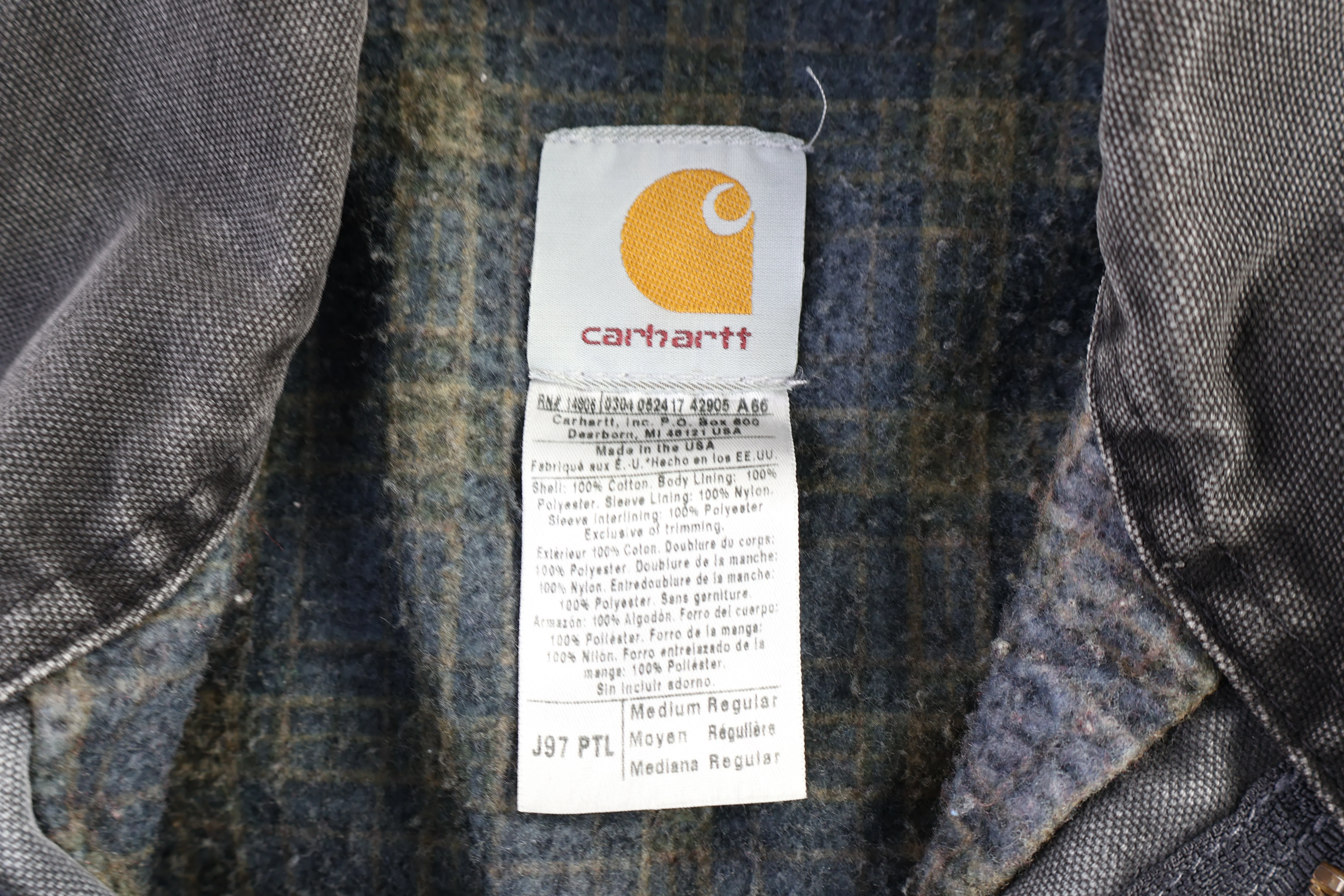 Carhartt Logo Patch Gray Blanket Lined Detroit Jacket - Image 3
