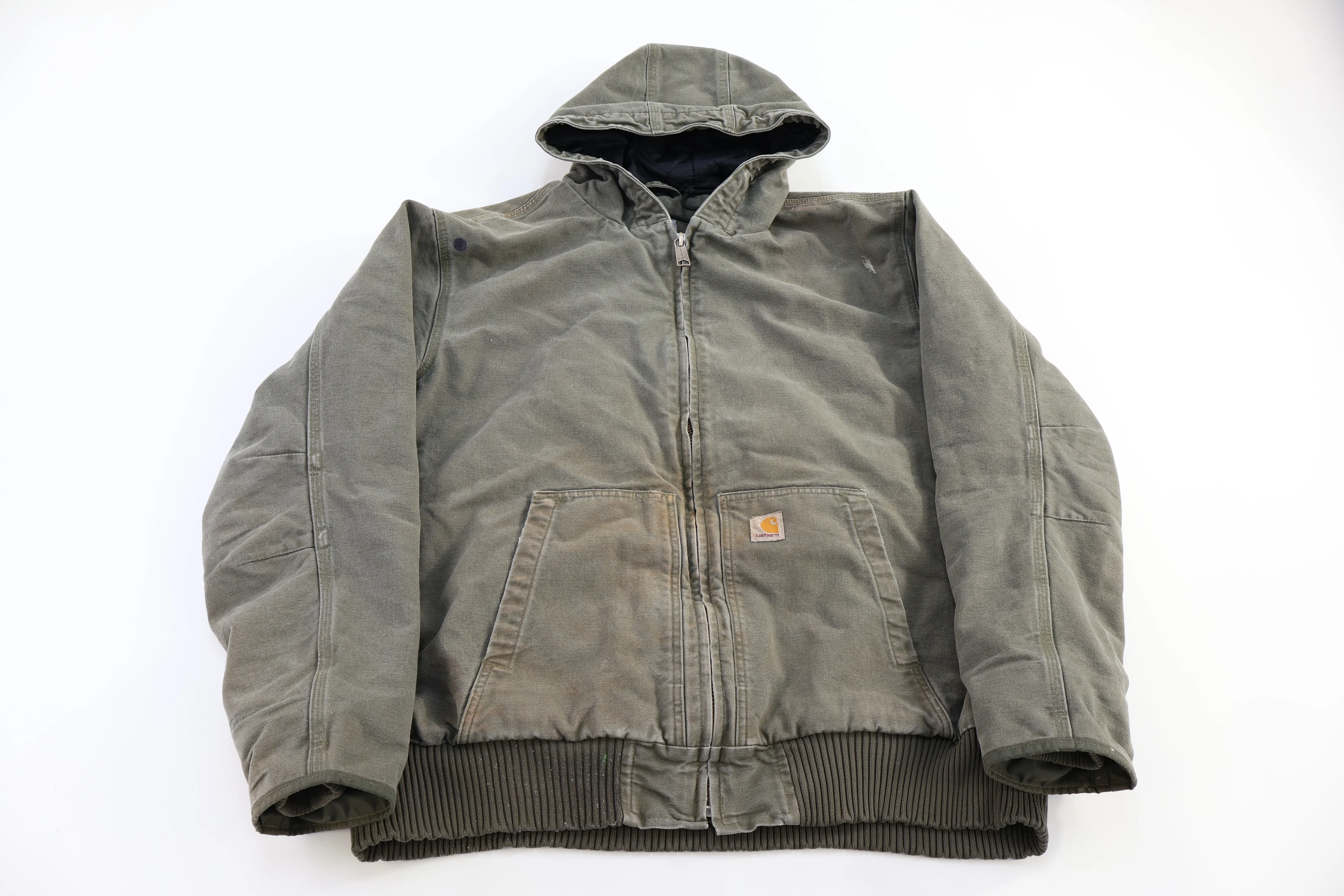 Carhartt Logo Patch Green Full Zip Hooded Jacket