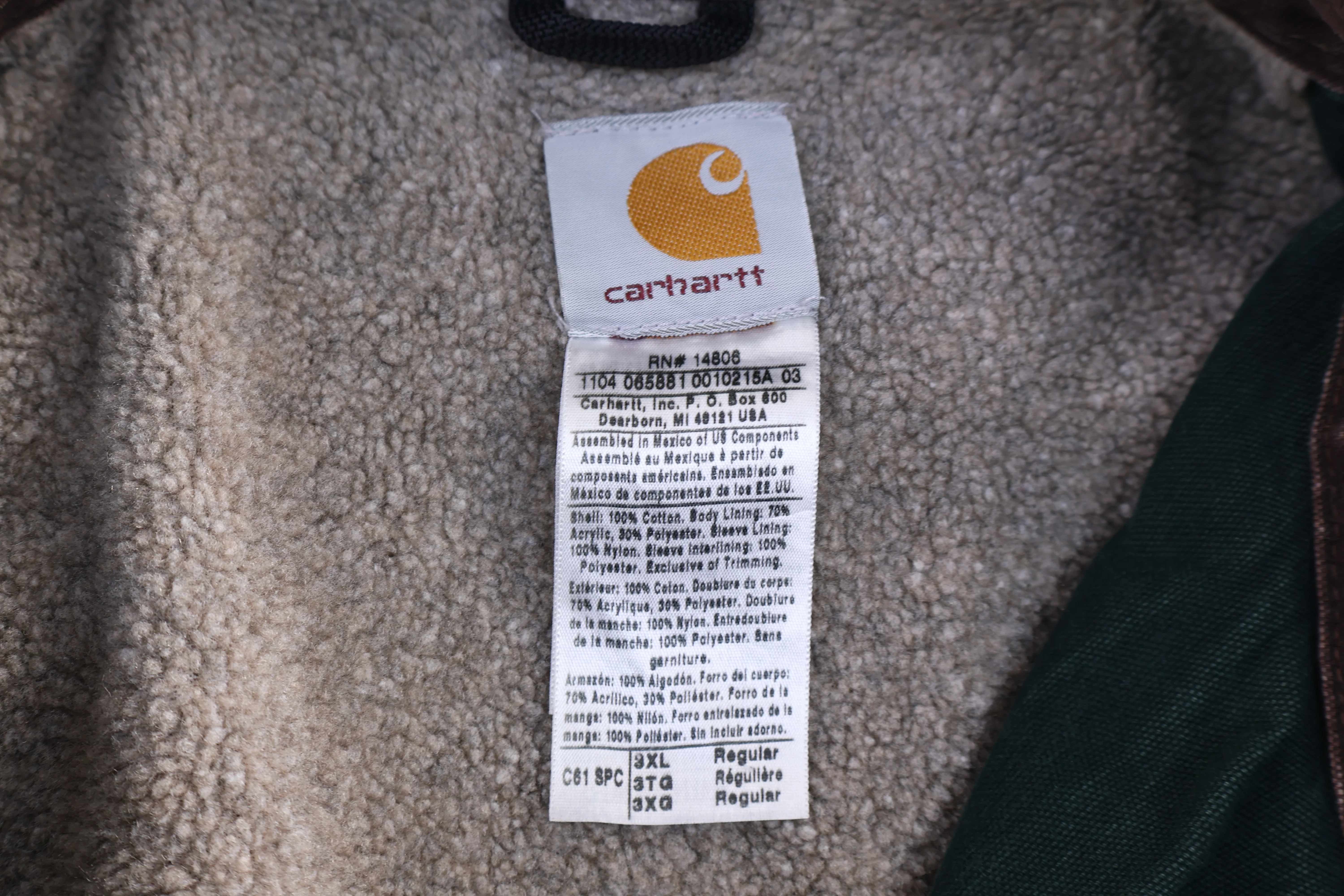 Carhartt Logo Patch Green Full Zip Jacket - Image 3