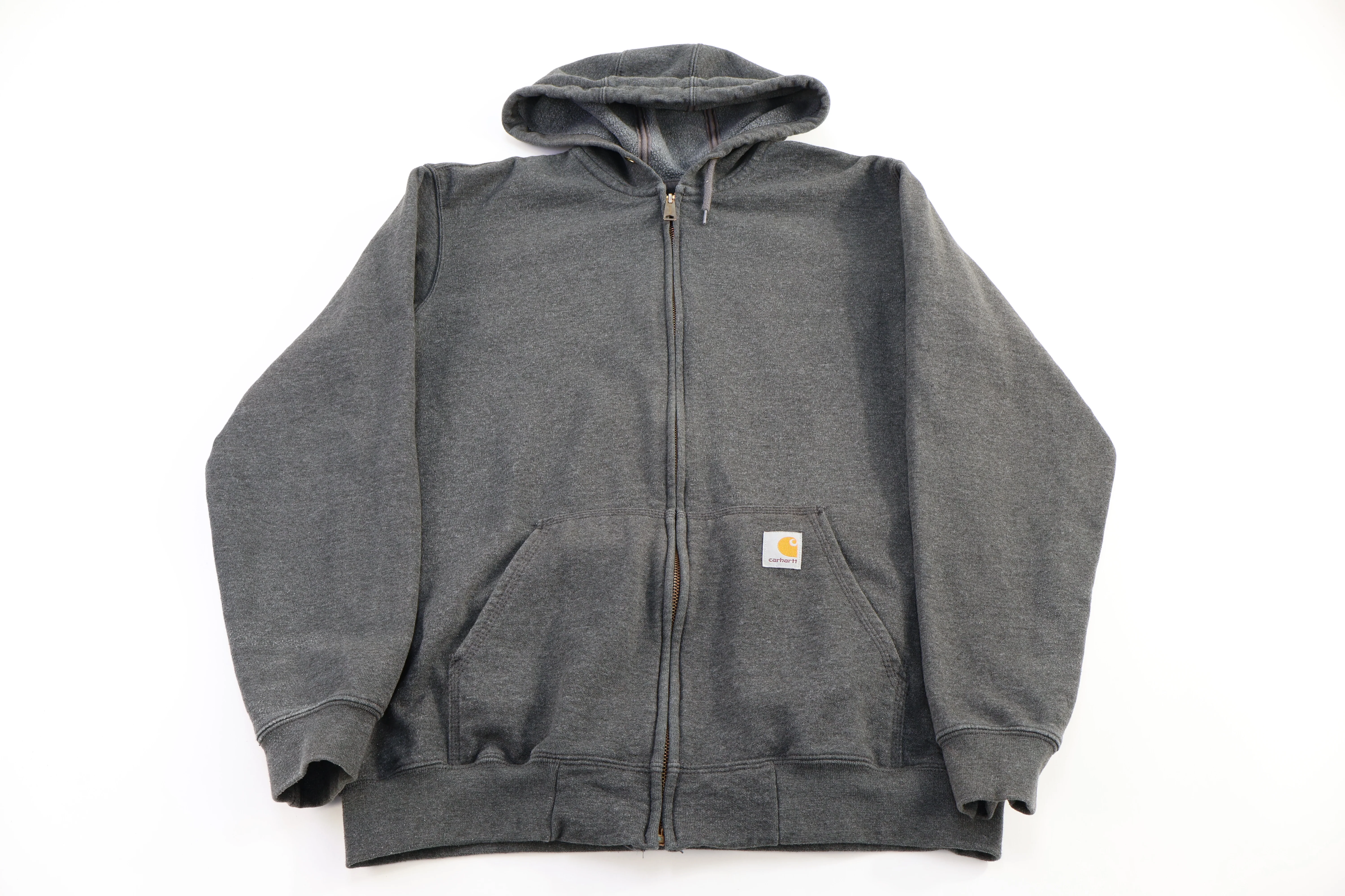Carhartt Logo Patch Grey Full Zip Hooded Jacket