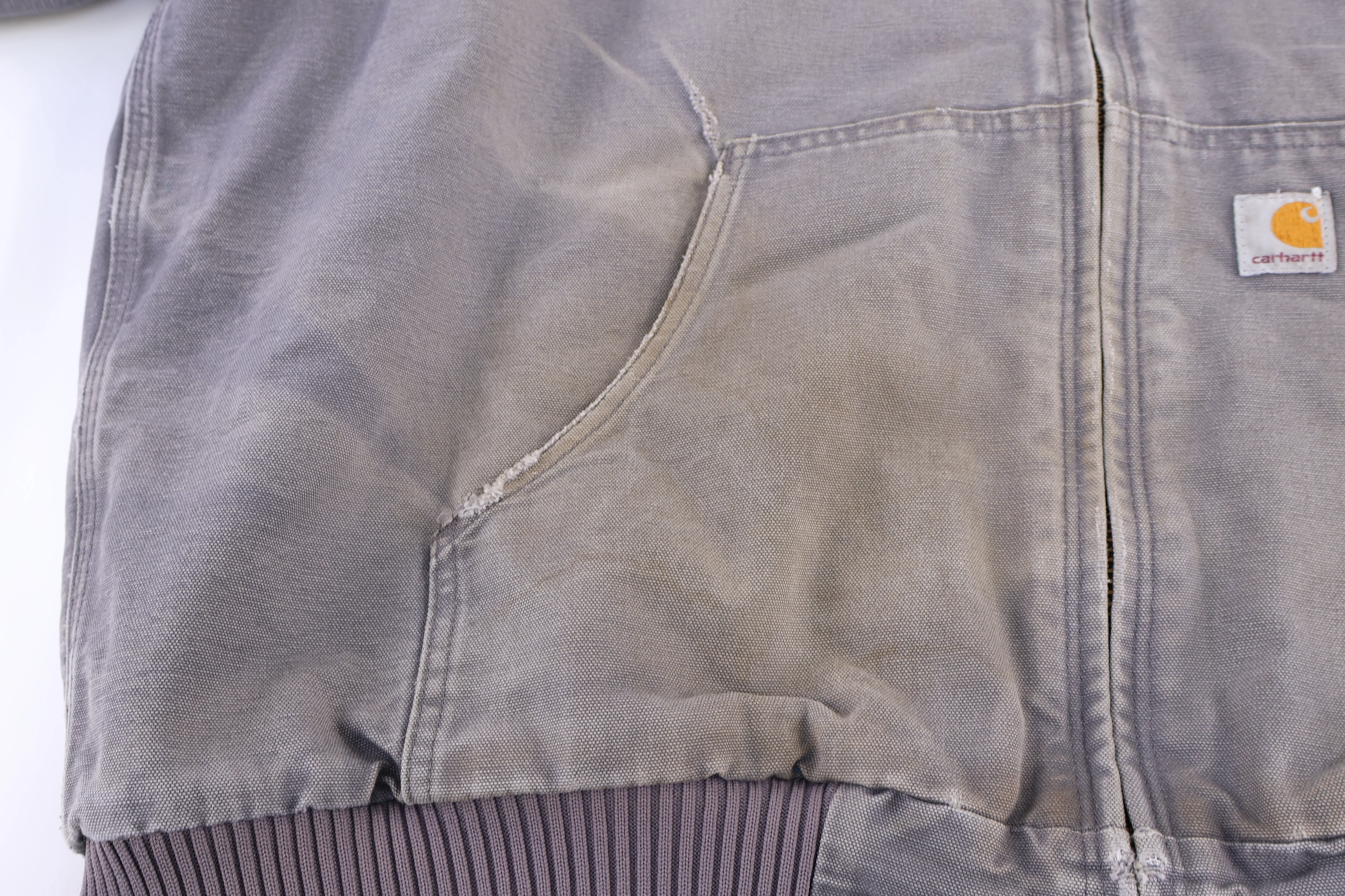 Carhartt Logo Patch Grey Full Zip Jacket - Image 4