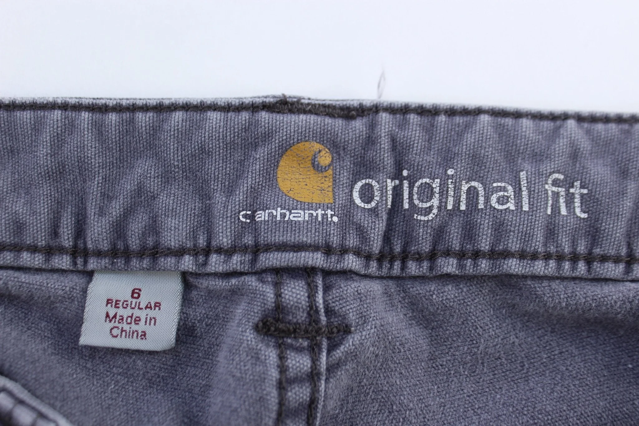 Carhartt Logo Patch Grey Original Fit Pants - Image 4