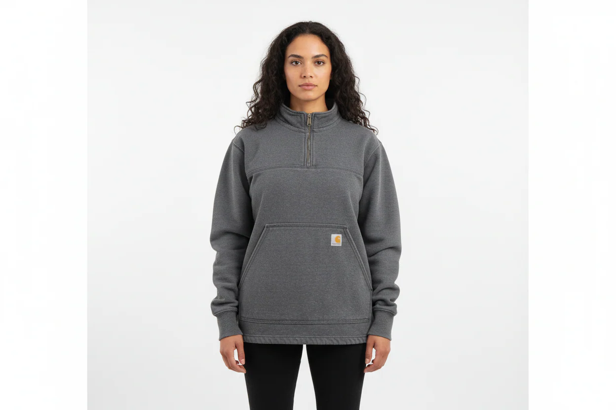 Carhartt Logo Patch Grey Quarter Zip Sweatshirt