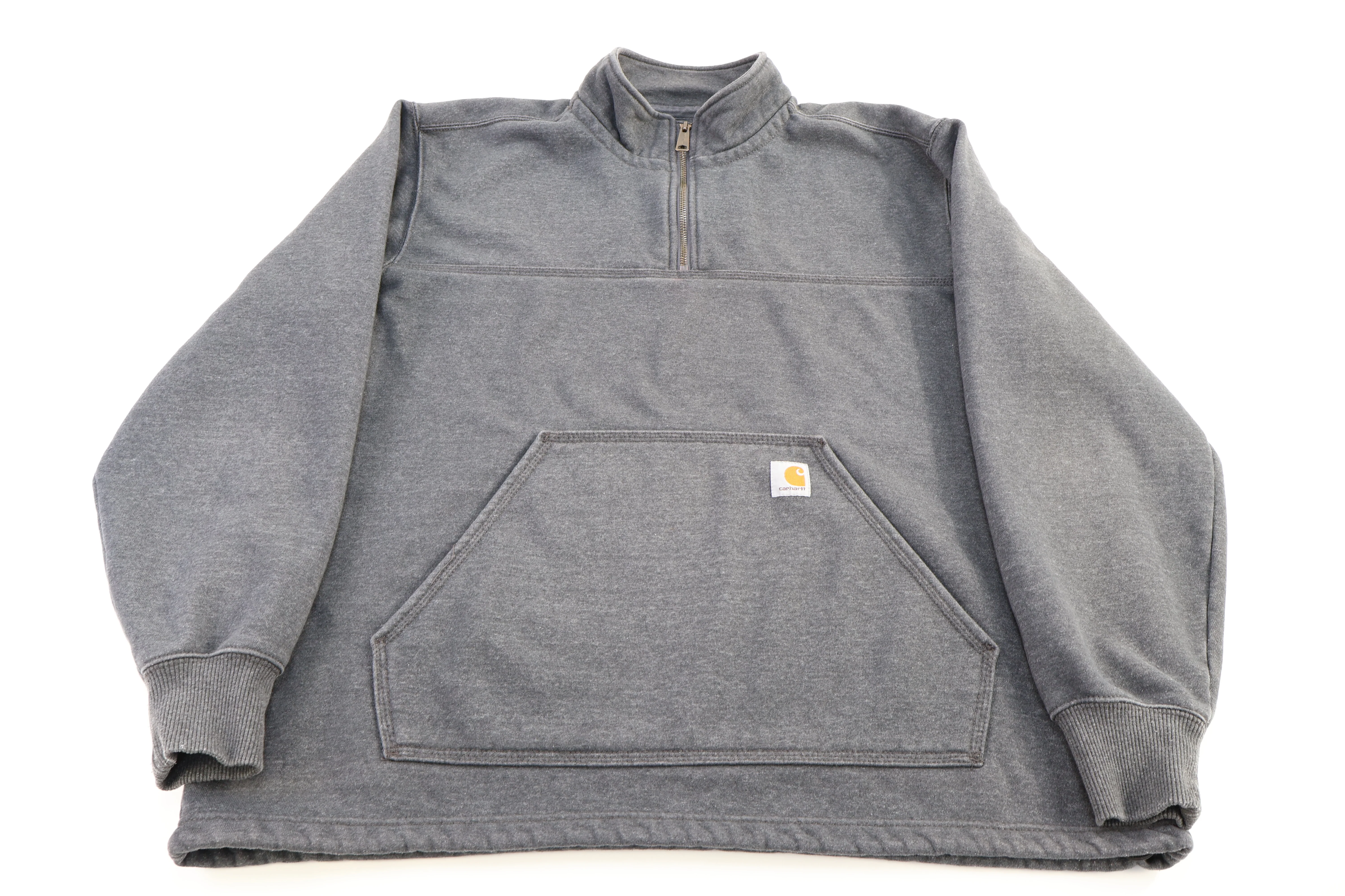 Carhartt Logo Patch Grey Quarter Zip Sweatshirt - Image 2
