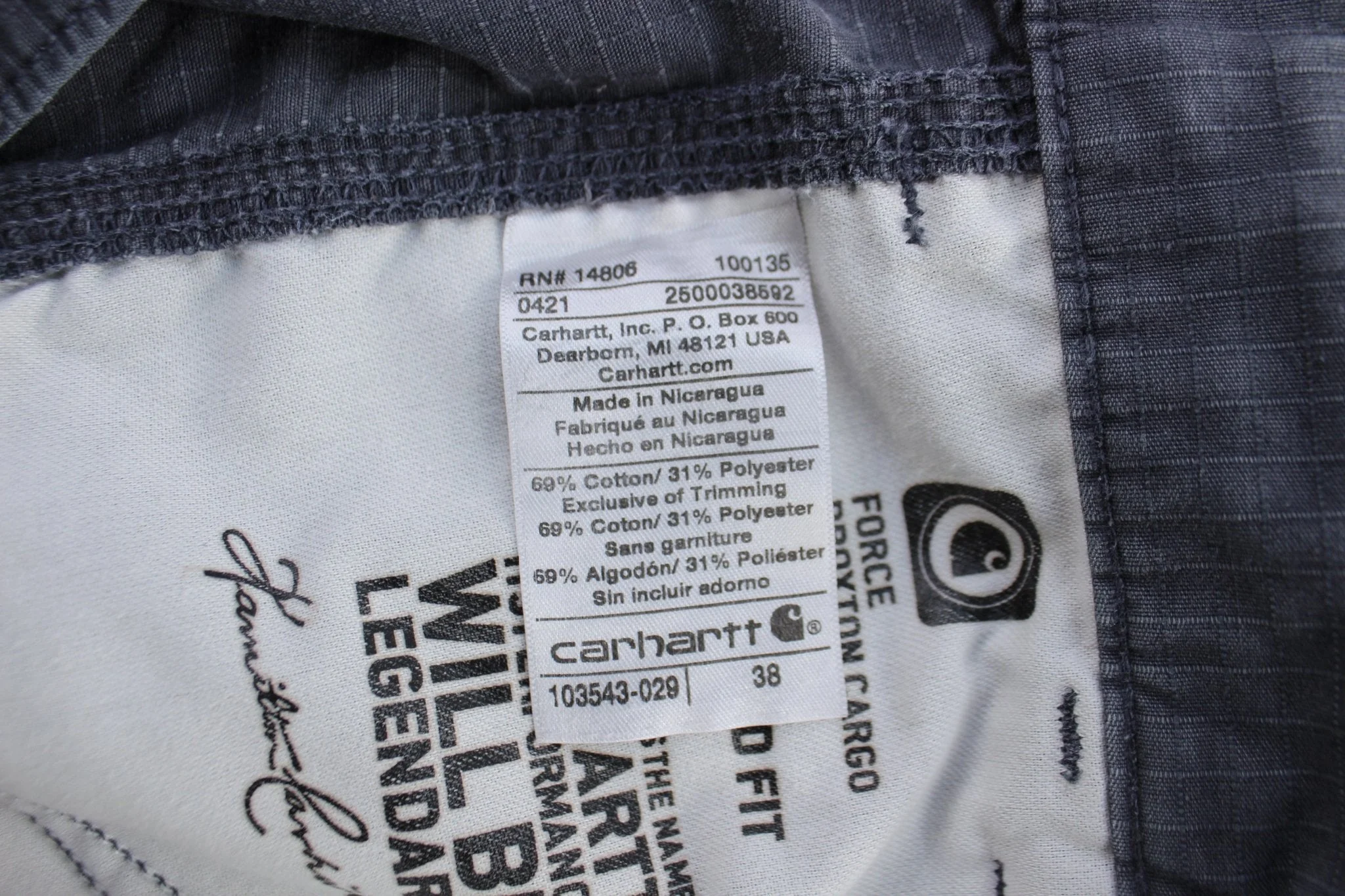 Carhartt Logo Patch Grey Relaxed Fit Cargo Shorts - Image 3