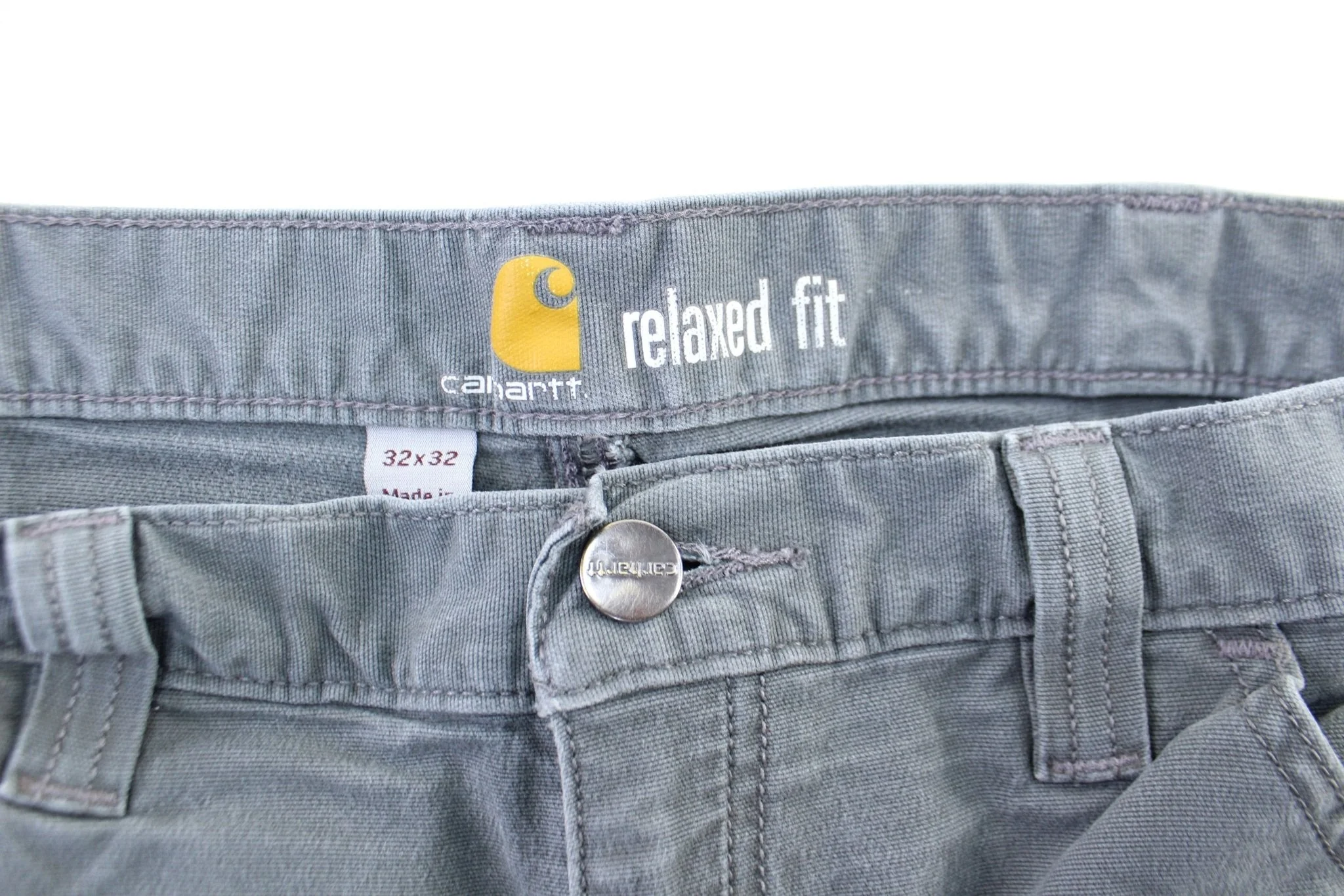 Carhartt Logo Patch Grey Relaxed Fit Pants - Image 3