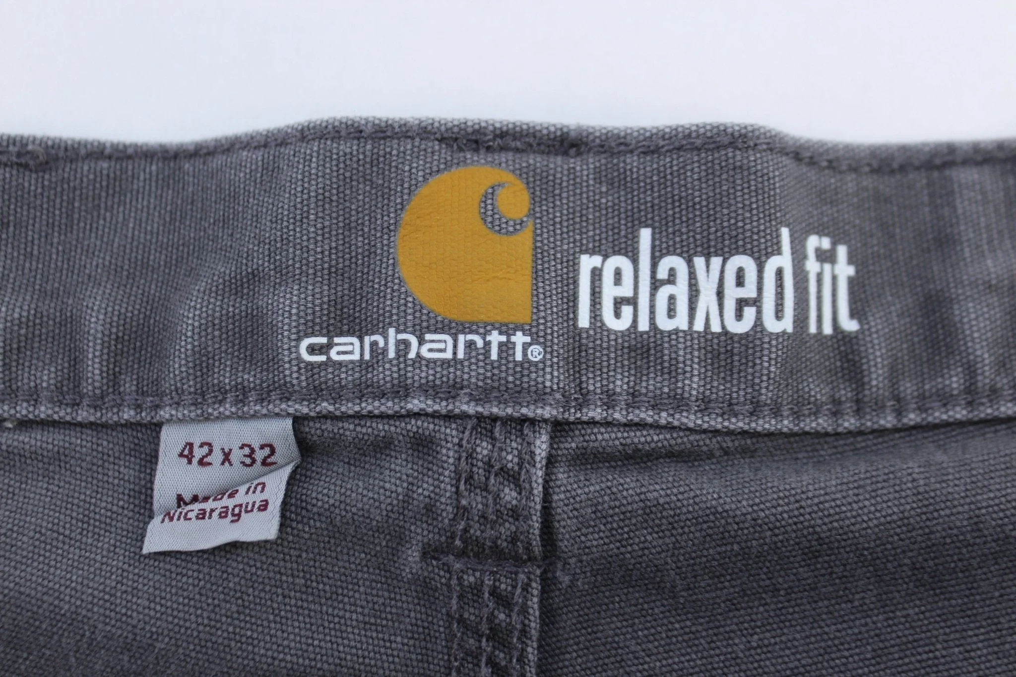 Carhartt Logo Patch Grey Relaxed Fit Pants - Image 3