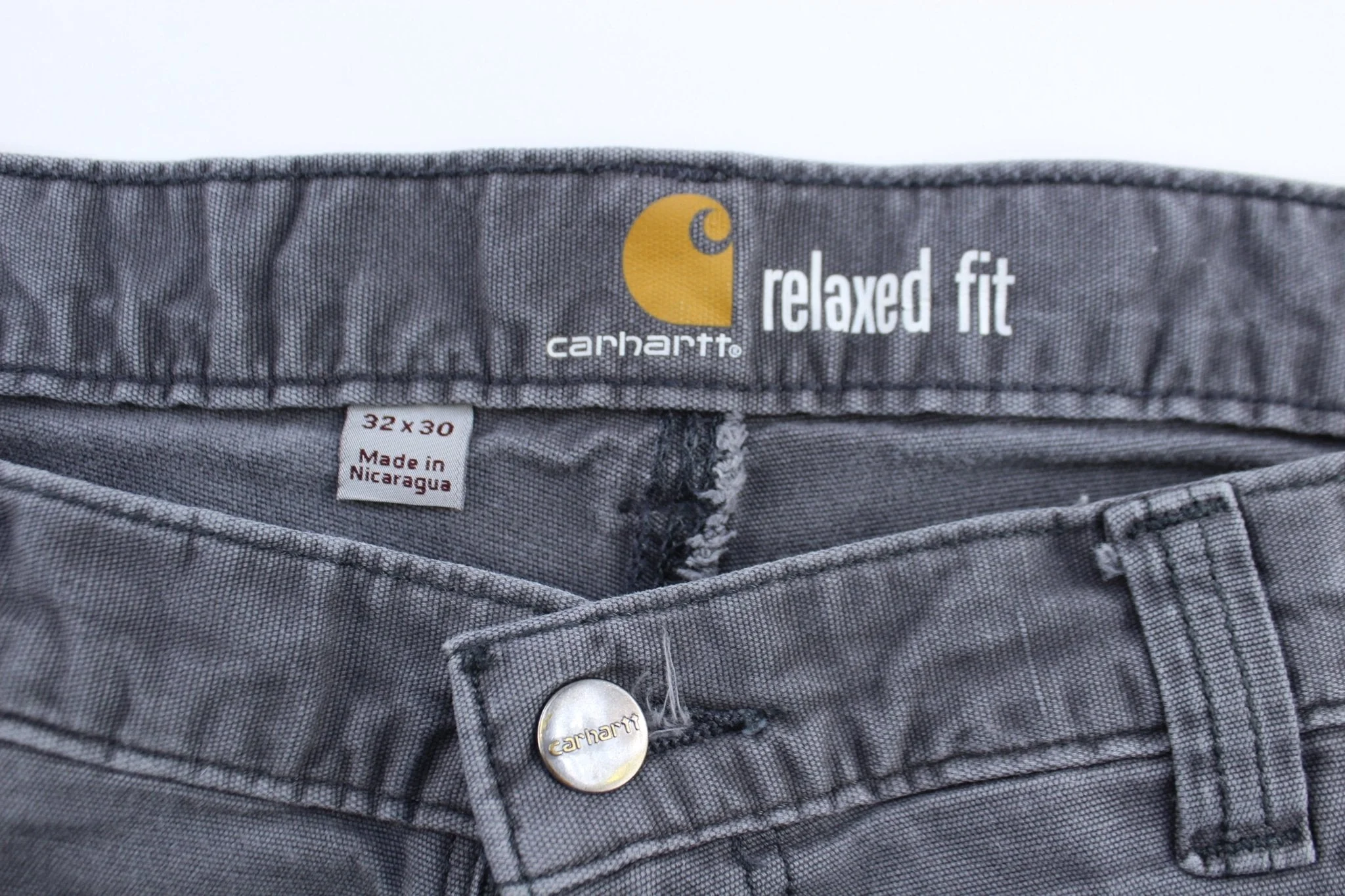 Carhartt Logo Patch Grey Relaxed Fit Pants - Image 3