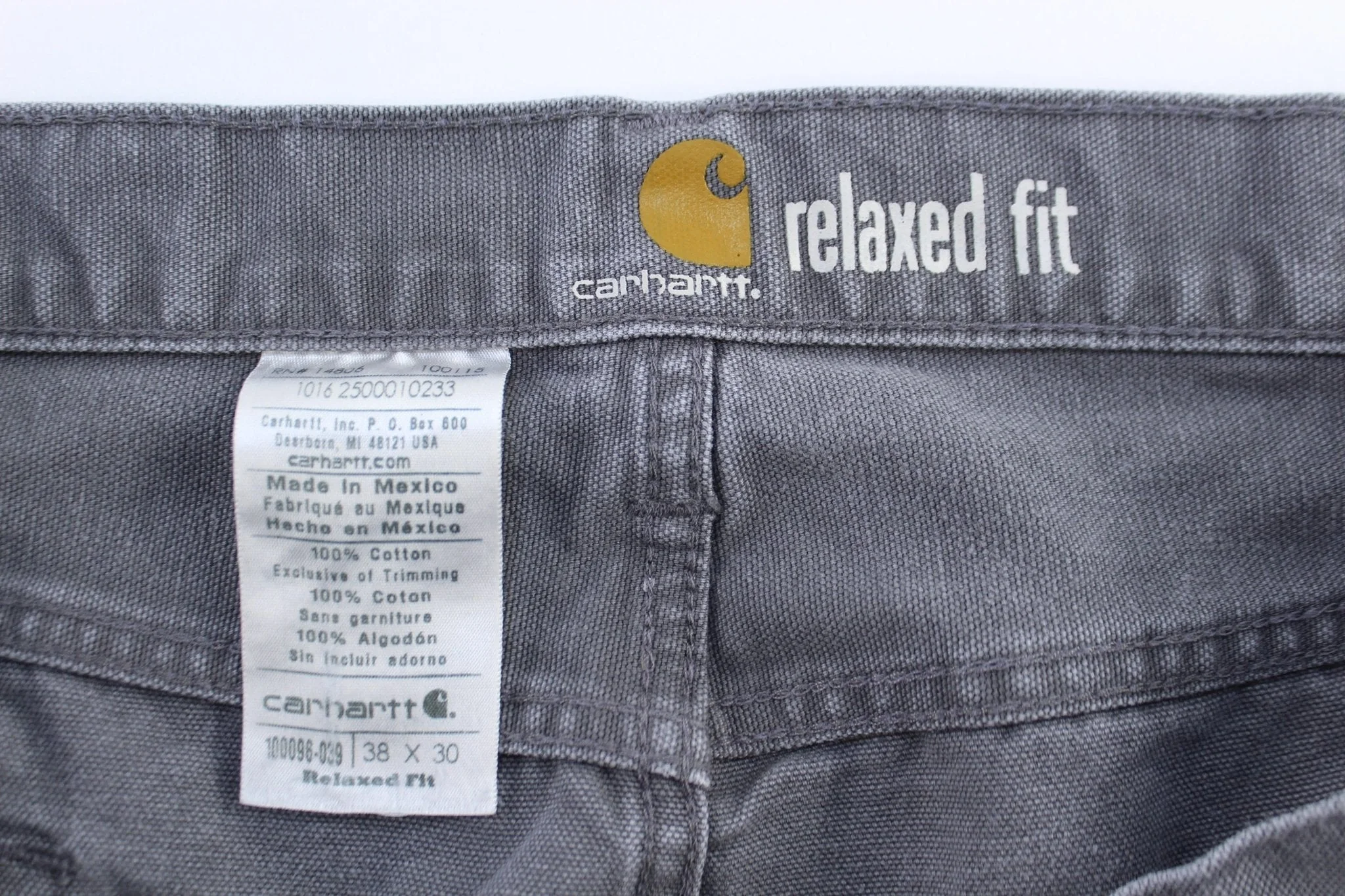 Carhartt Logo Patch Grey Relaxed Fit Pants - Image 3
