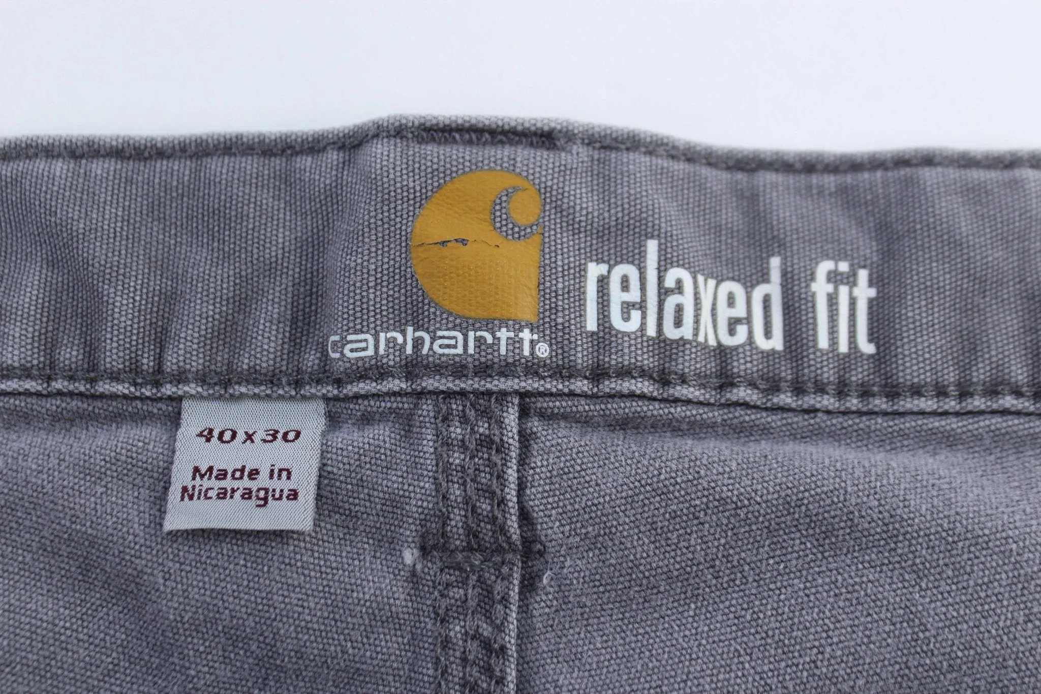Carhartt Logo Patch Grey Relaxed Fit Pants - Image 4