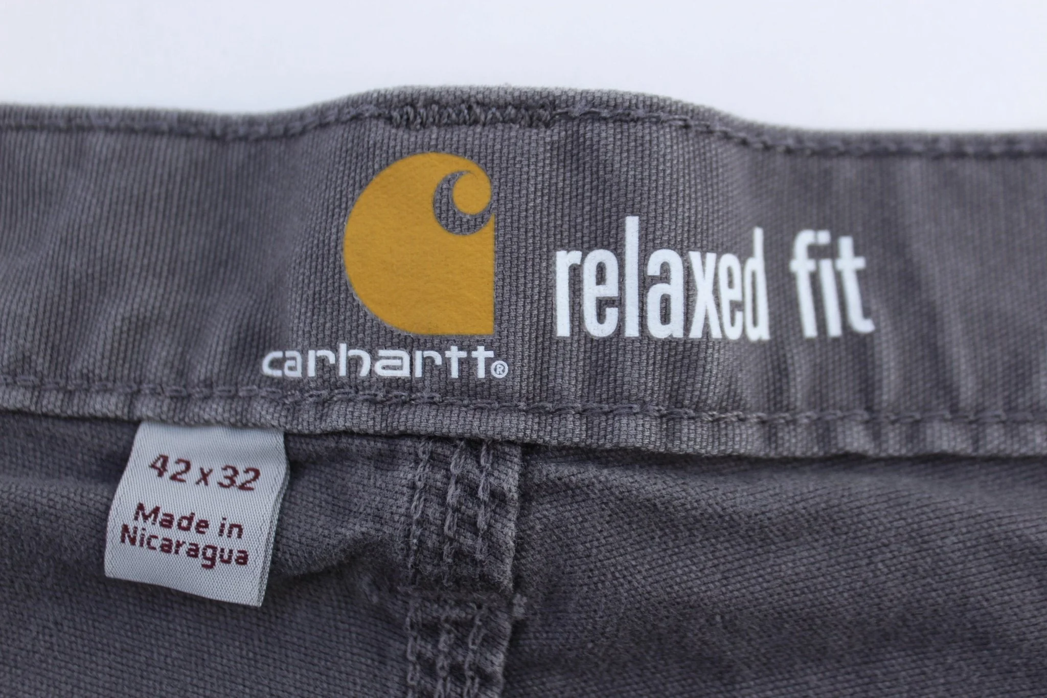Carhartt Logo Patch Grey Relaxed Fit Pants - Image 3