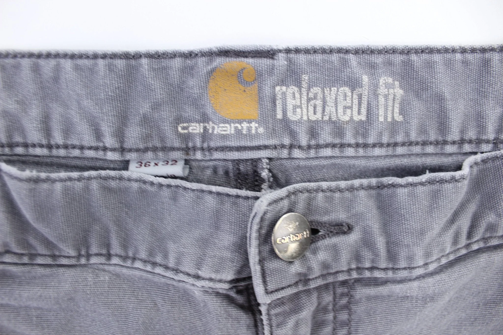 Carhartt Logo Patch Grey Workwear Pants - Image 3