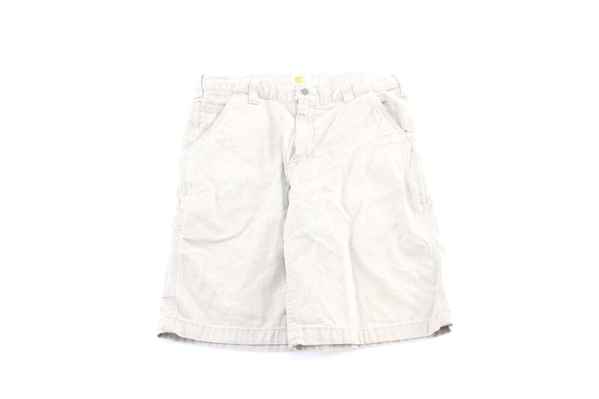 Carhartt Logo Patch Ivory White Carpenter Shorts