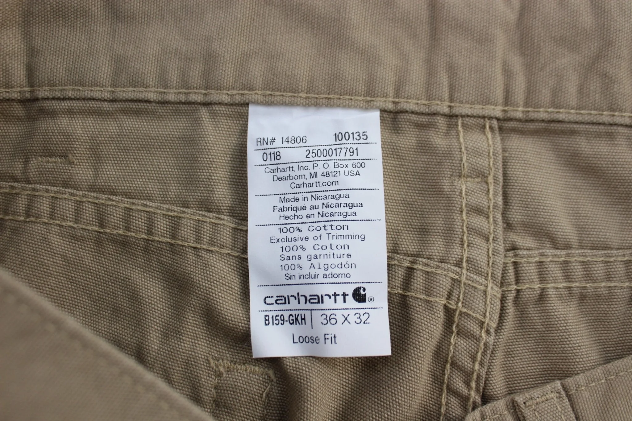 Carhartt Logo Patch Khaki Carpenter Pants - Image 3