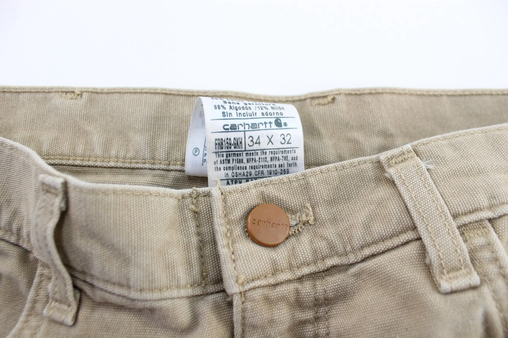 Carhartt Logo Patch Khaki Flame Resistant Pants - Image 3