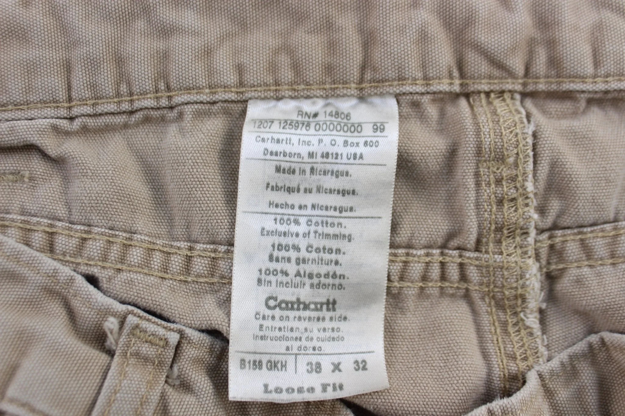 Carhartt Logo Patch Khaki Loose Fit Pants - Image 3