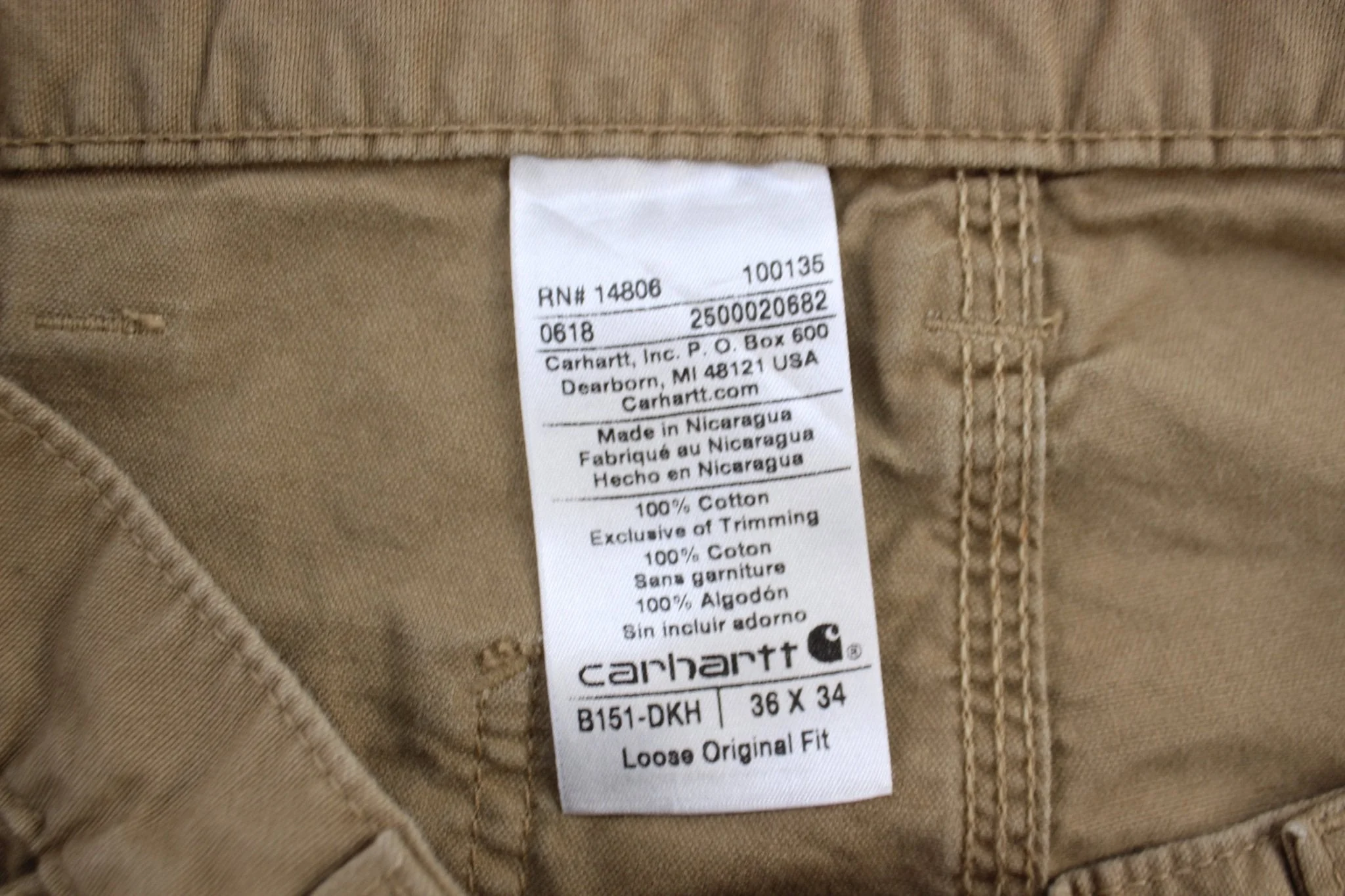 Carhartt Logo Patch Khaki Loose Original Fit Pants - Image 3