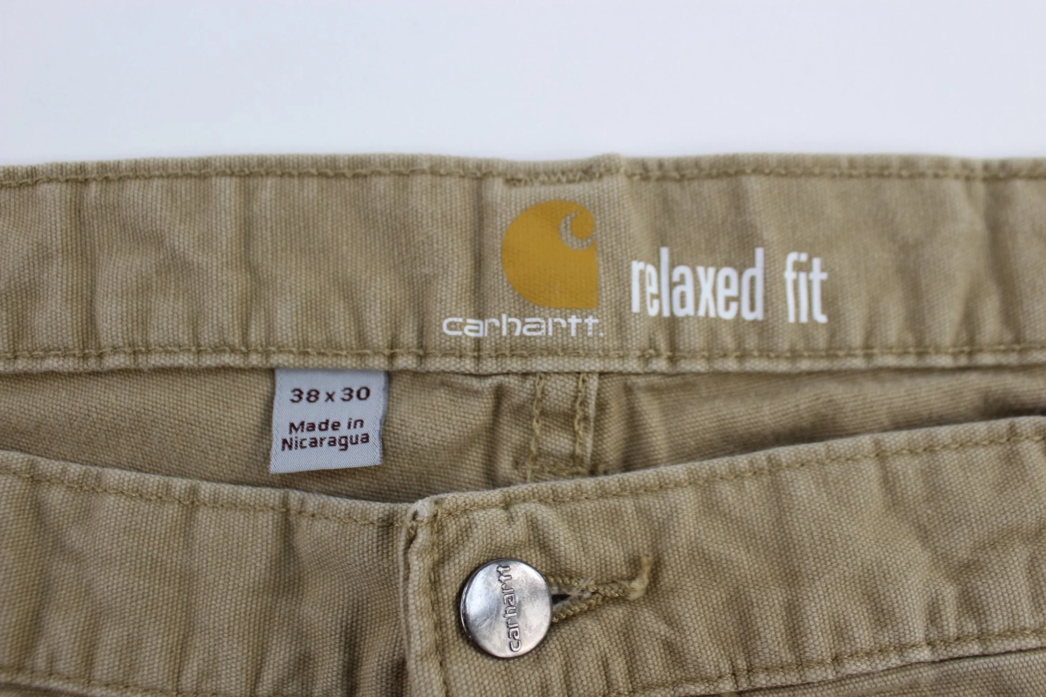 Carhartt Logo Patch Khaki Relaxed Fit Pants - Image 3