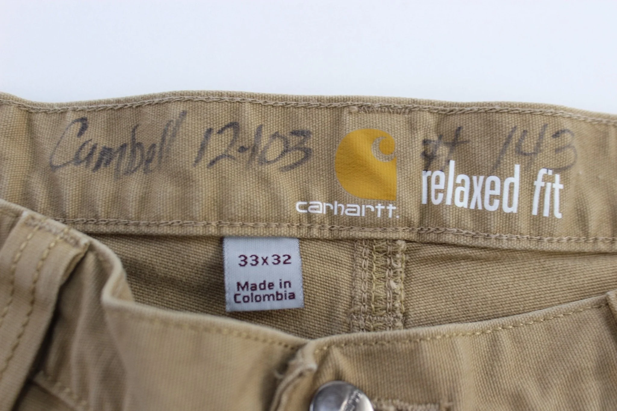 Carhartt Logo Patch Khaki Relaxed Fit Pants - Image 3