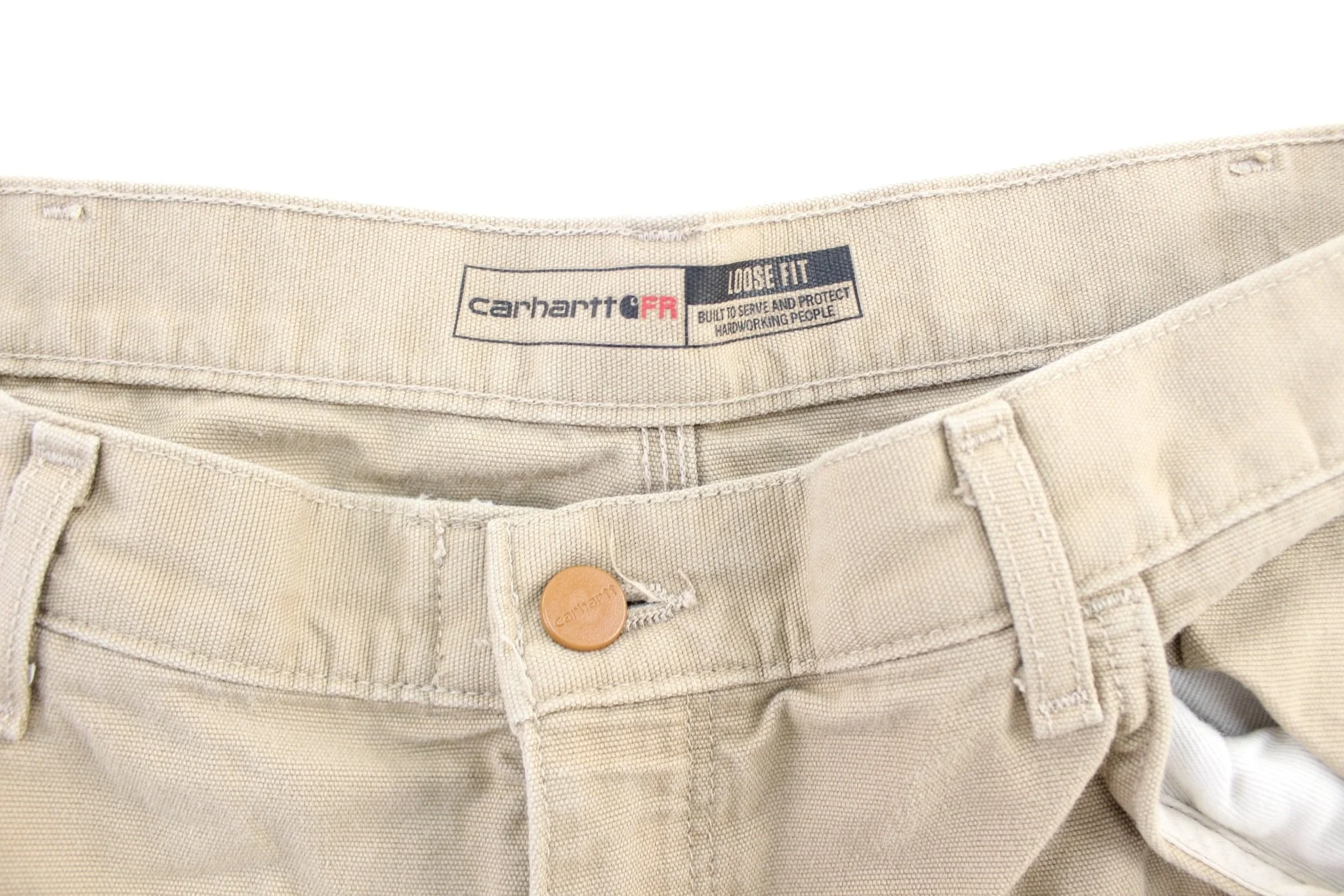 Carhartt Logo Patch Light Beige Carpenter Pants - Image 3