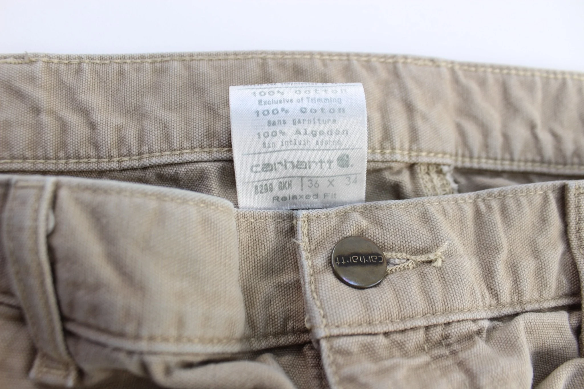 Carhartt Logo Patch Light Beige Carpenter Pants - Image 3