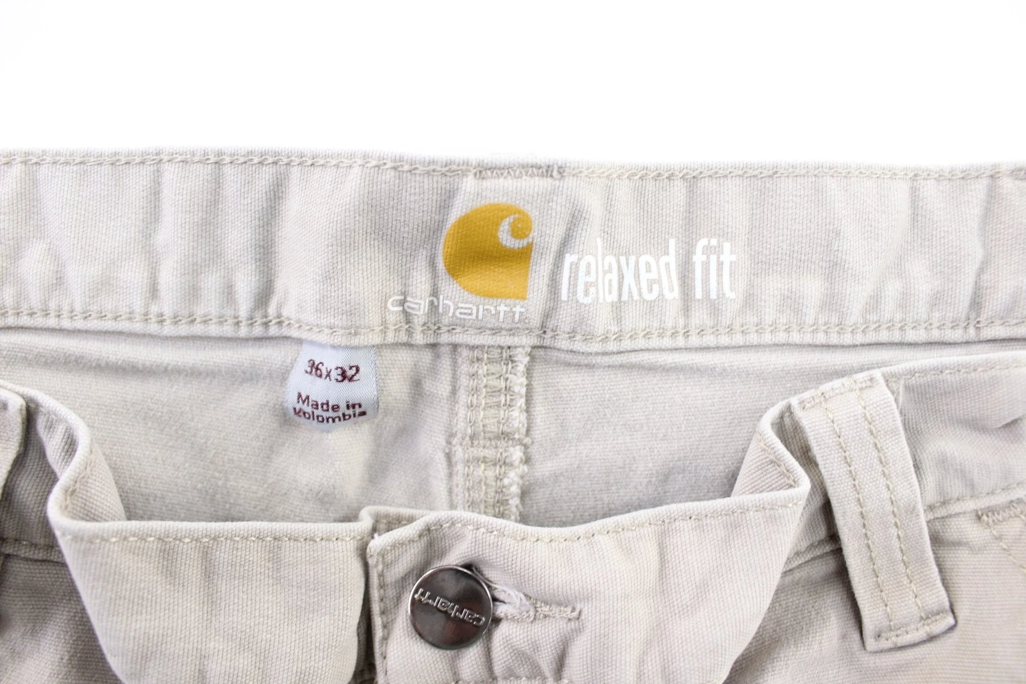 Carhartt Logo Patch Light Beige Carpenter Pants - Image 4