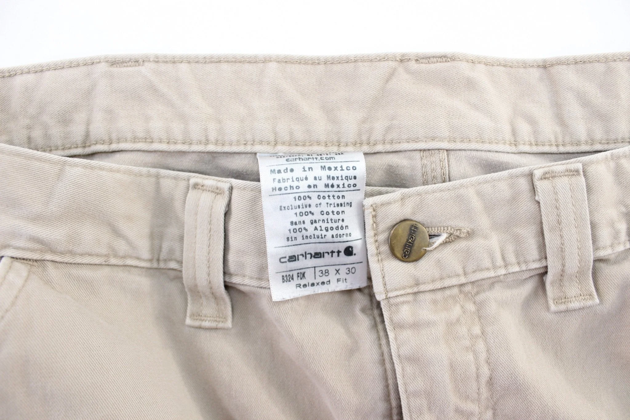 Carhartt Logo Patch Light Beige Carpenter Pants - Image 4