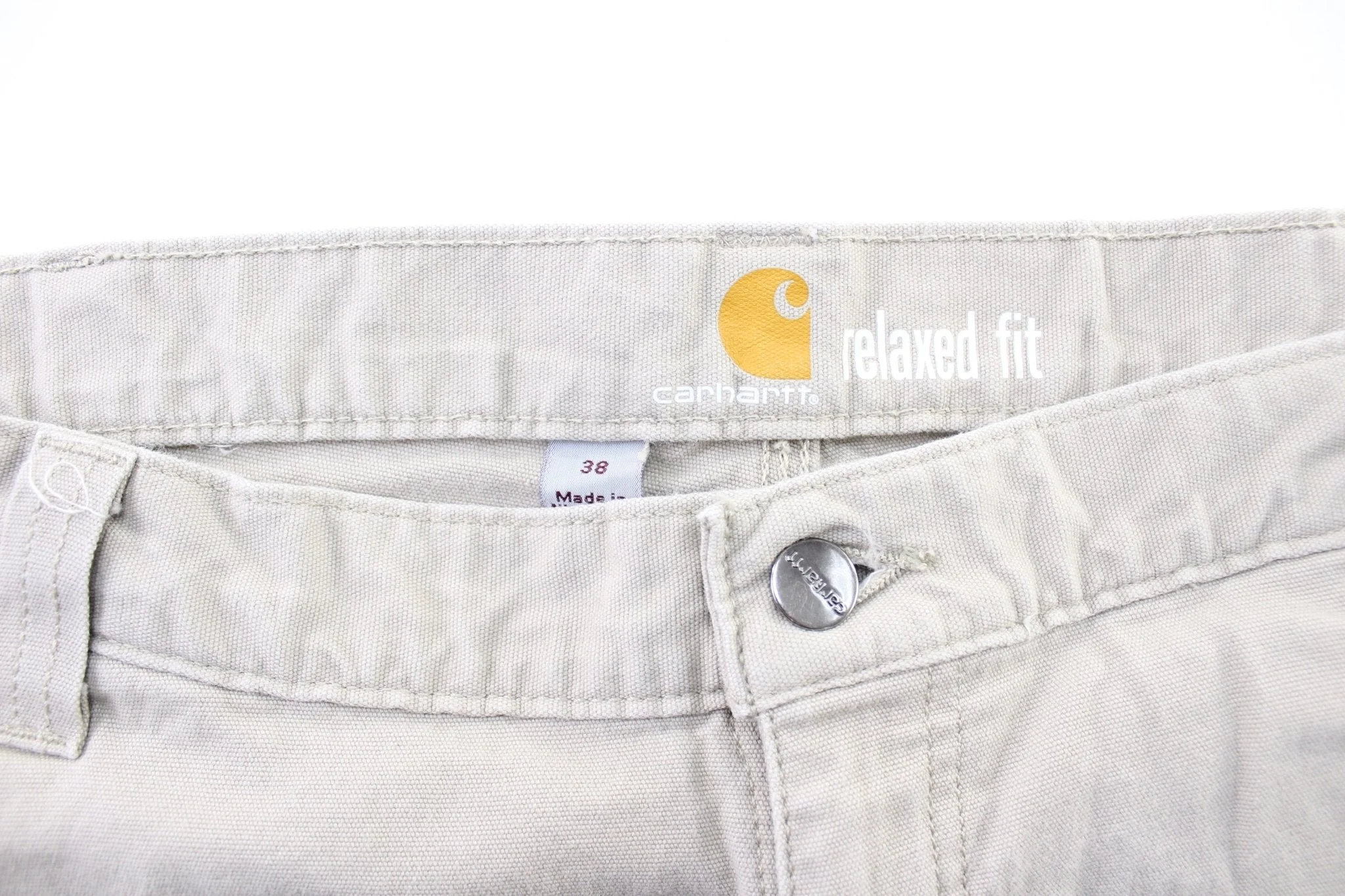 Carhartt Logo Patch Light Beige Carpenter Shorts - Image 3